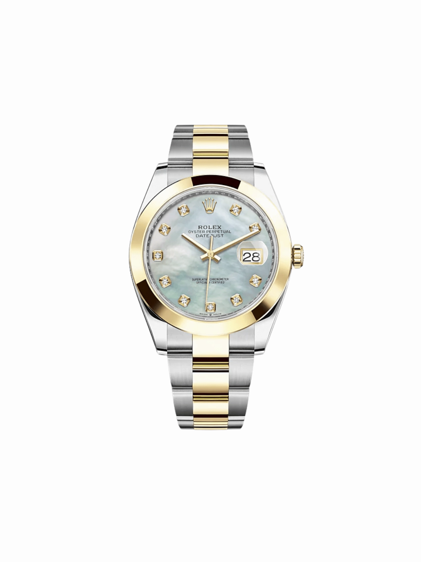 Rolex Datejust 41 126303 Stainless Steel Yellow Gold Mother of Pearl Diamond Dial