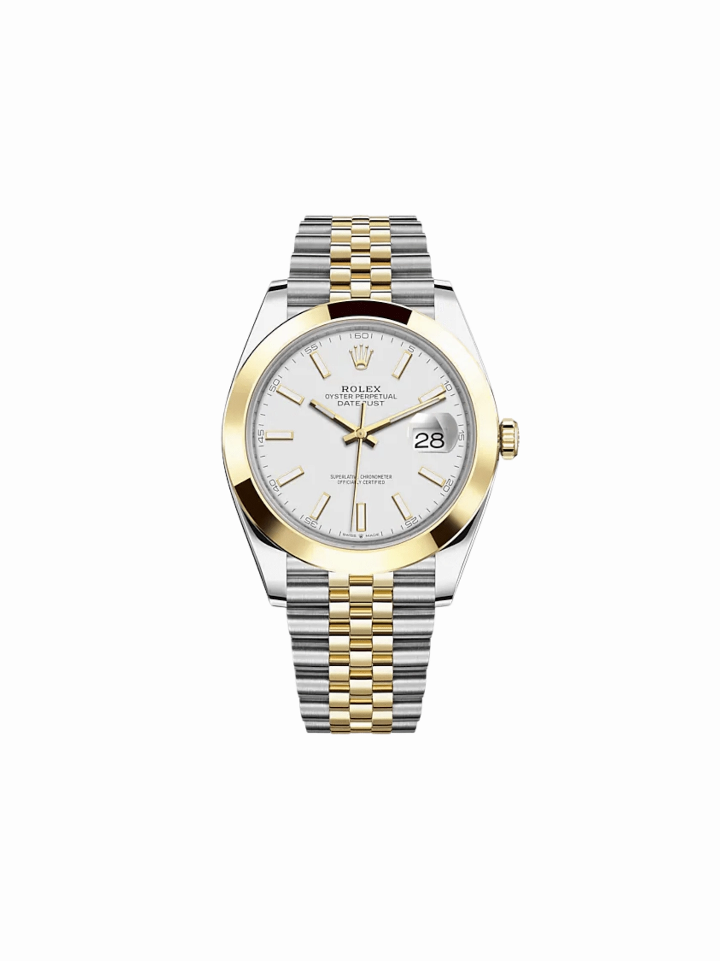 Rolex Datejust 41 126303 Stainless Steel Yellow Gold White Dial Jubilee