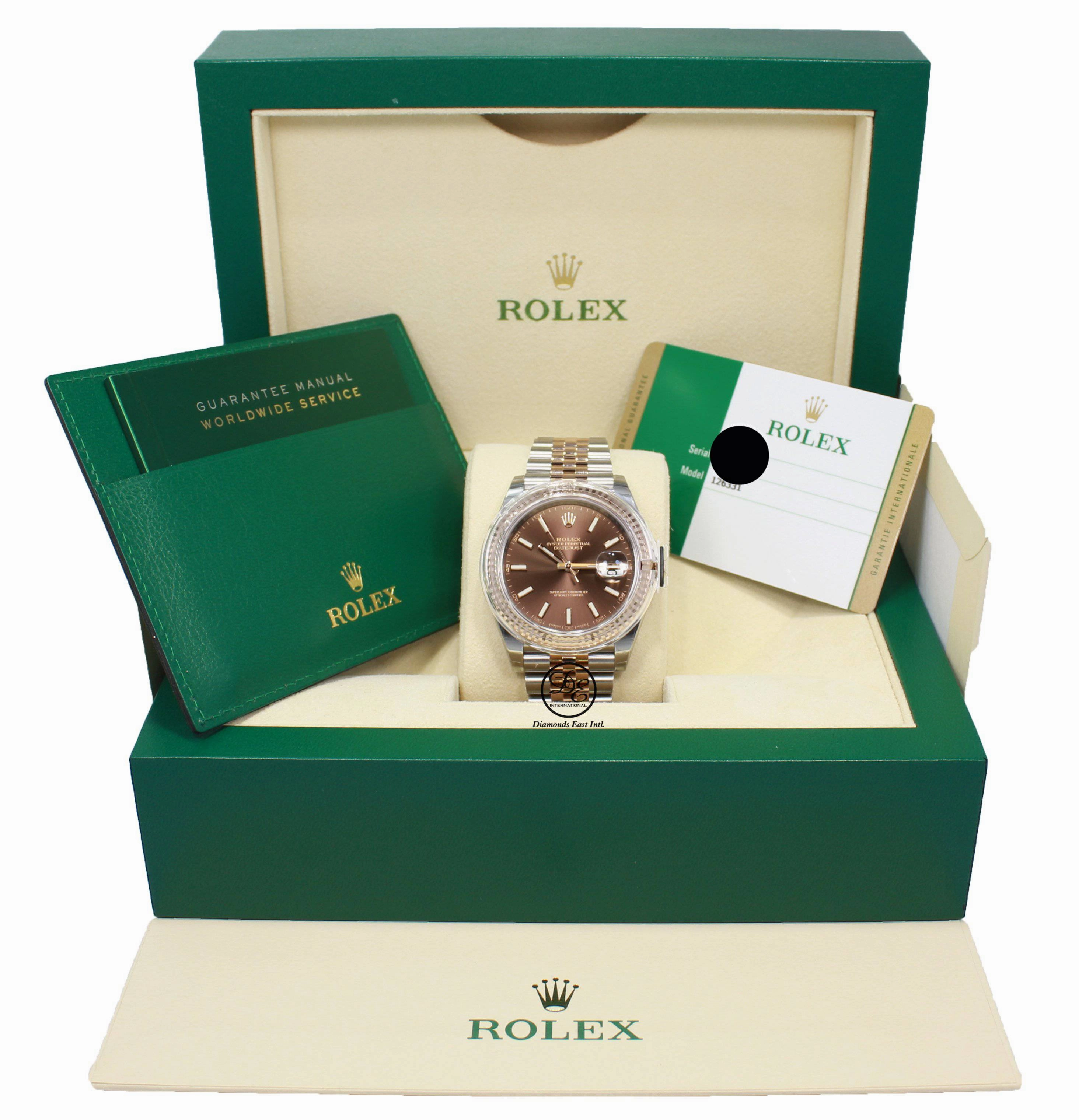 Rolex Datejust 41 126331 18k Rose Gold / SS  Oyster Perpetual Chocolate Dial Jubilee