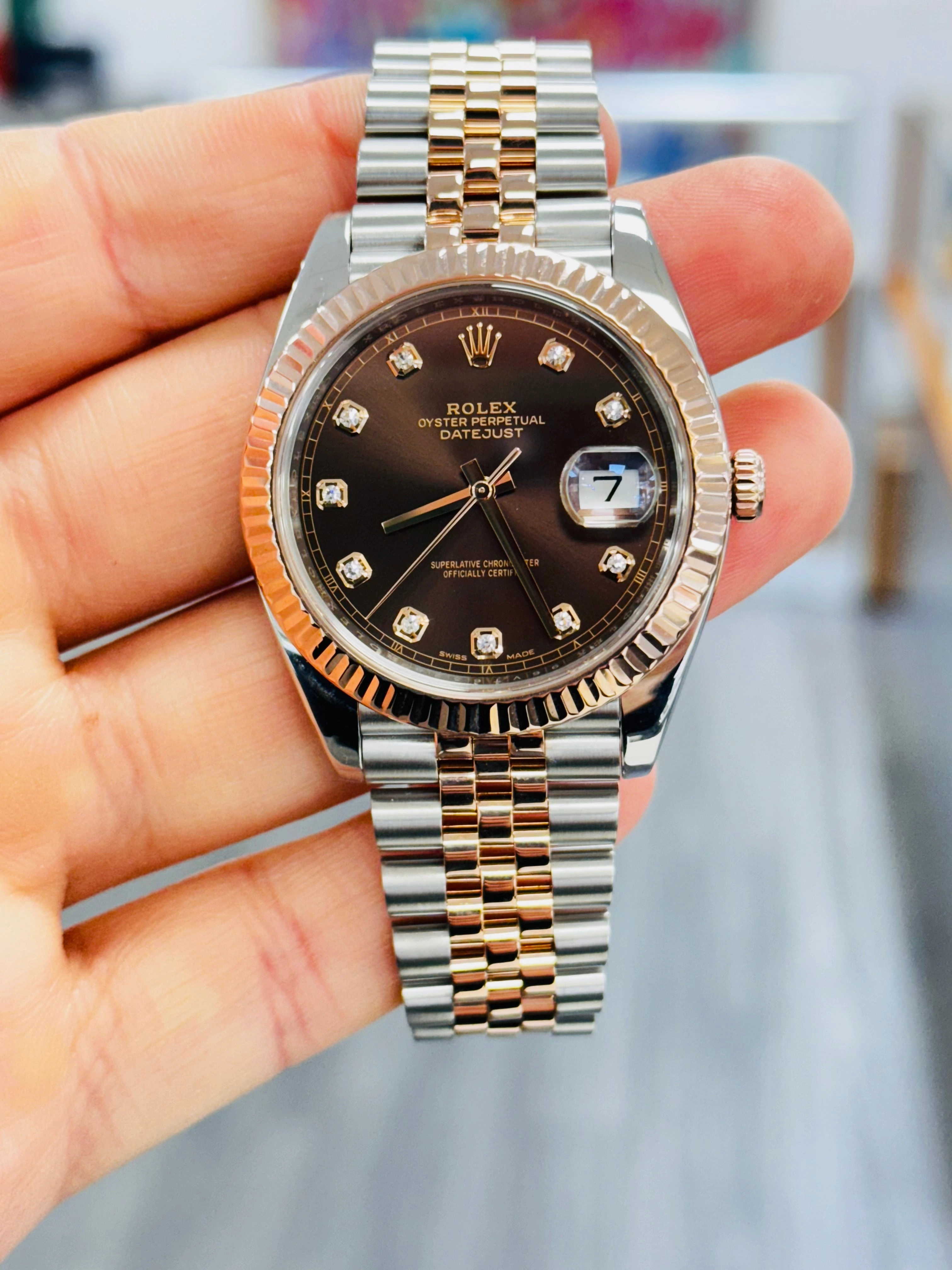 Rolex Datejust 41 126331 Factory CHOCOLATE DIAMOND DIAL Box and Papers PreOwned