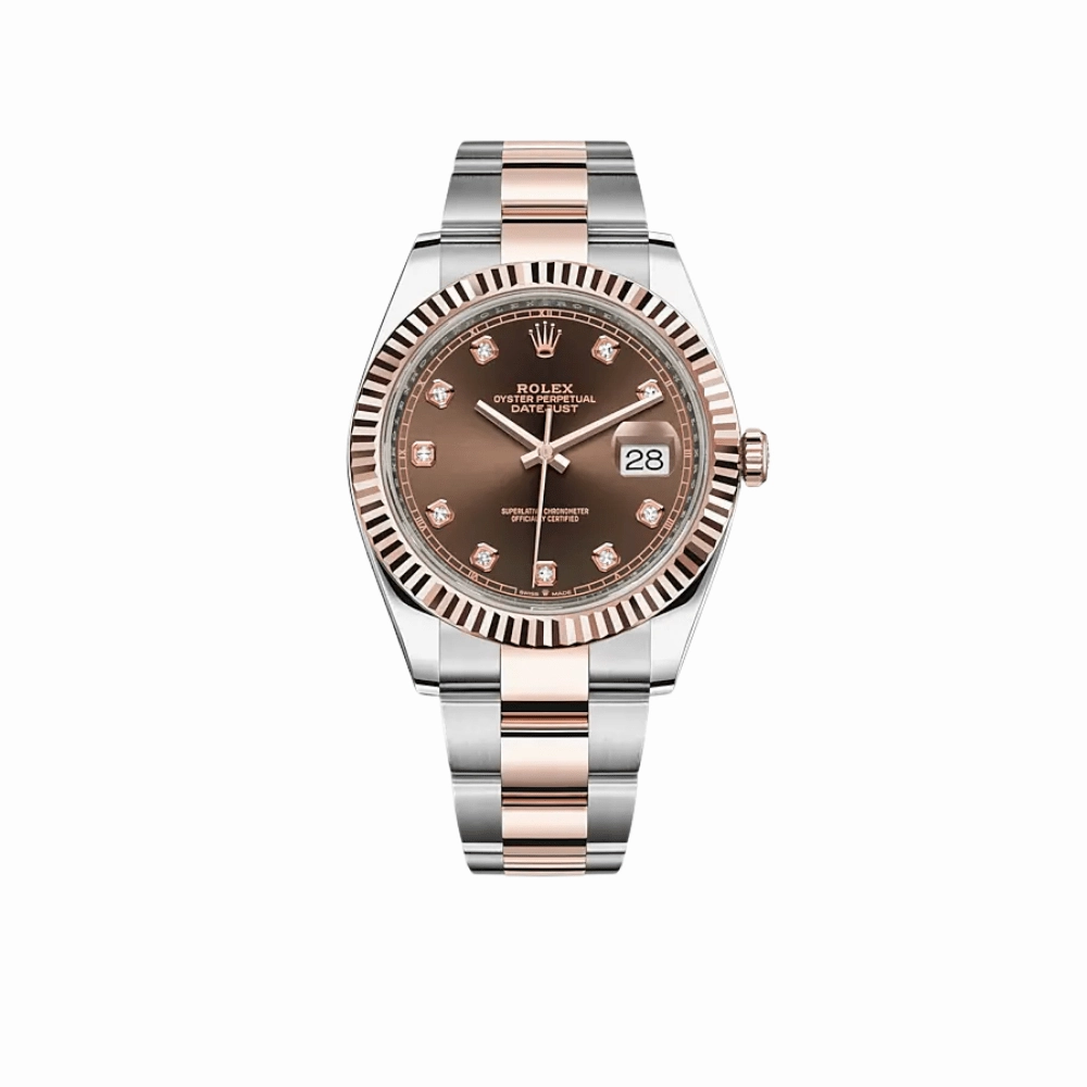 Rolex Datejust 41 126331 Rose Gold Stainless Steel Chocolate Diamond Dial