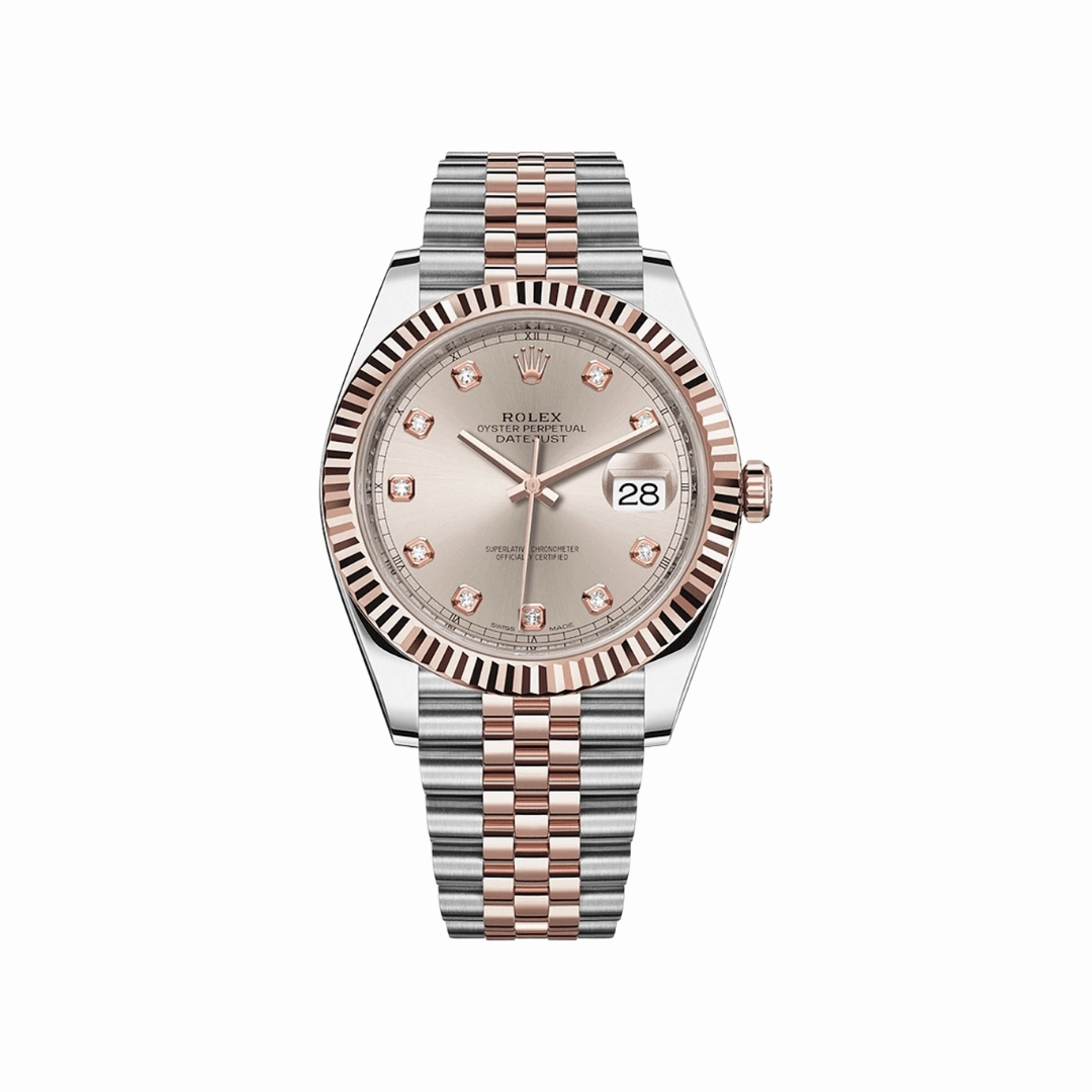 Rolex Datejust 41 126331 Rose Gold Stainless Steel Sundust Diamond Dial Jubilee
