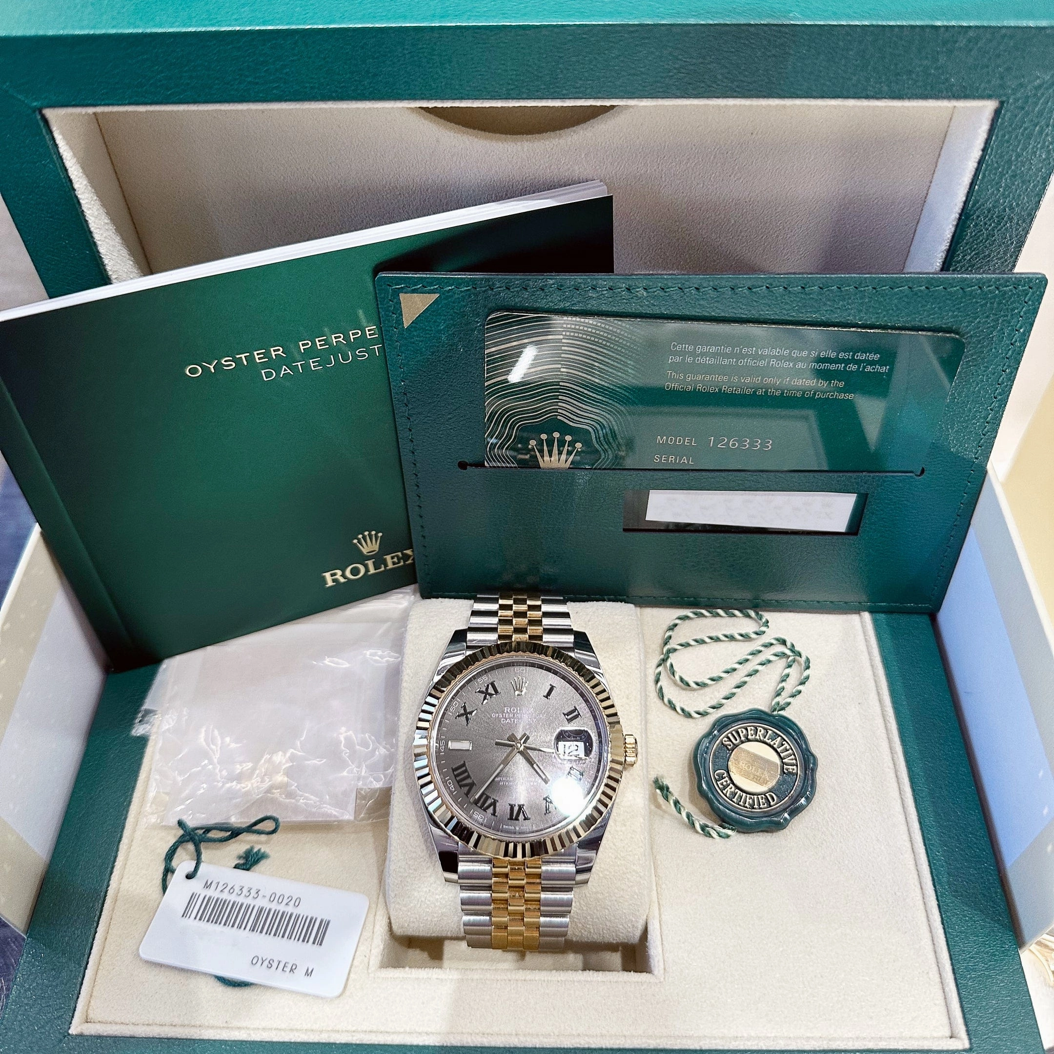 Rolex Datejust 41 126333 Wimbledon Yellow Gold Stainless Steel Slate Dial Jubilee (2020)