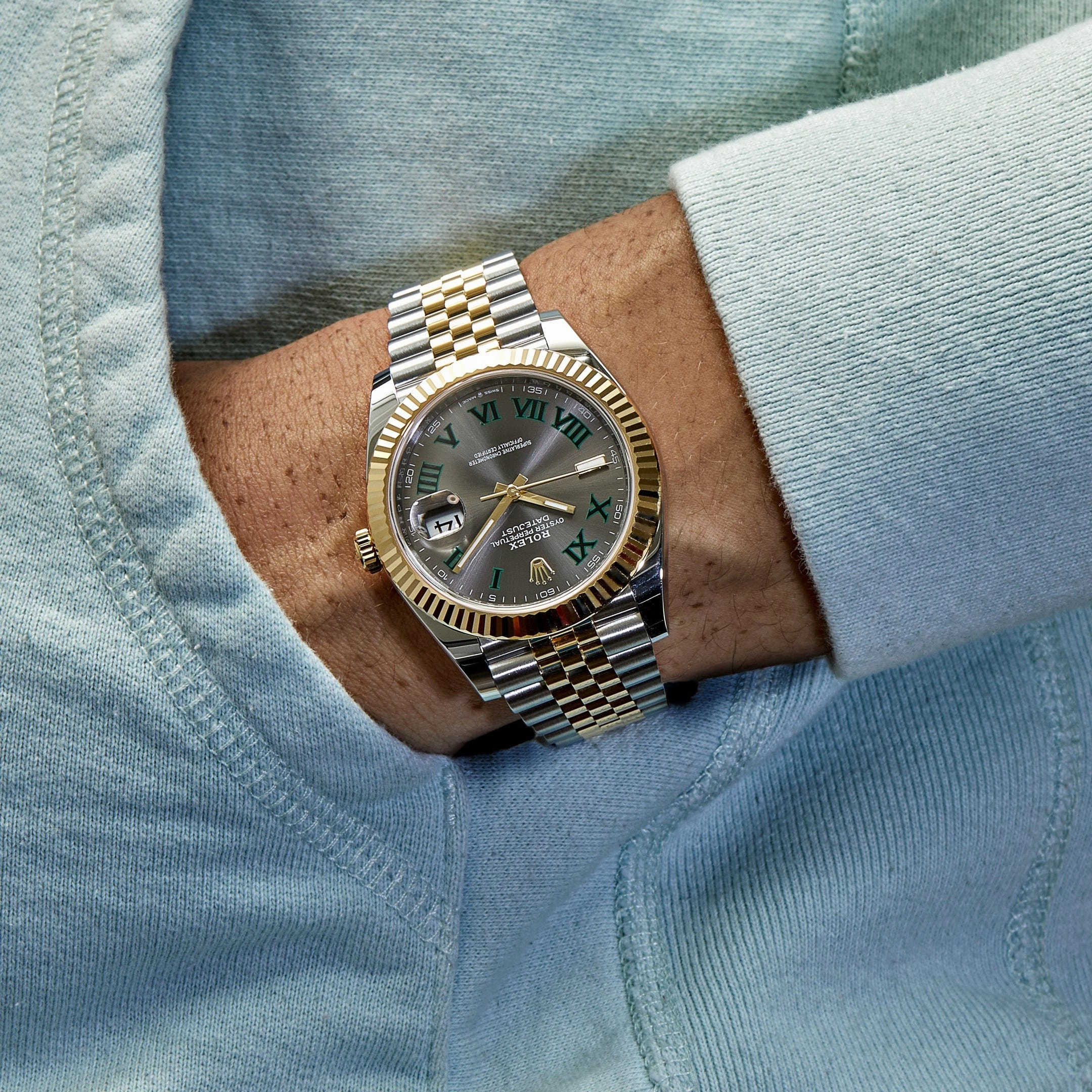 Rolex Datejust 41 126333 Wimbledon Yellow Gold Stainless Steel Slate Dial Jubilee (2020)