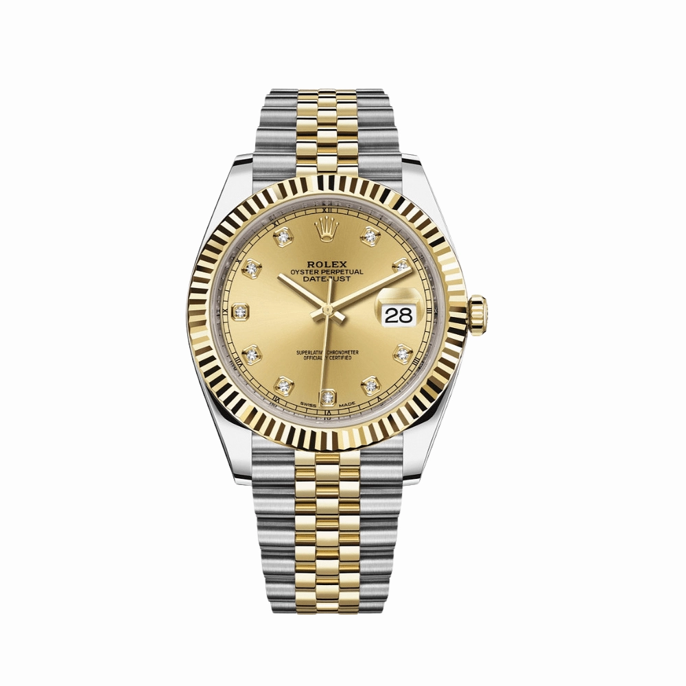 Rolex Datejust 41 126333 Yellow Gold Stainless Steel Champagne Diamond Dial Jubilee