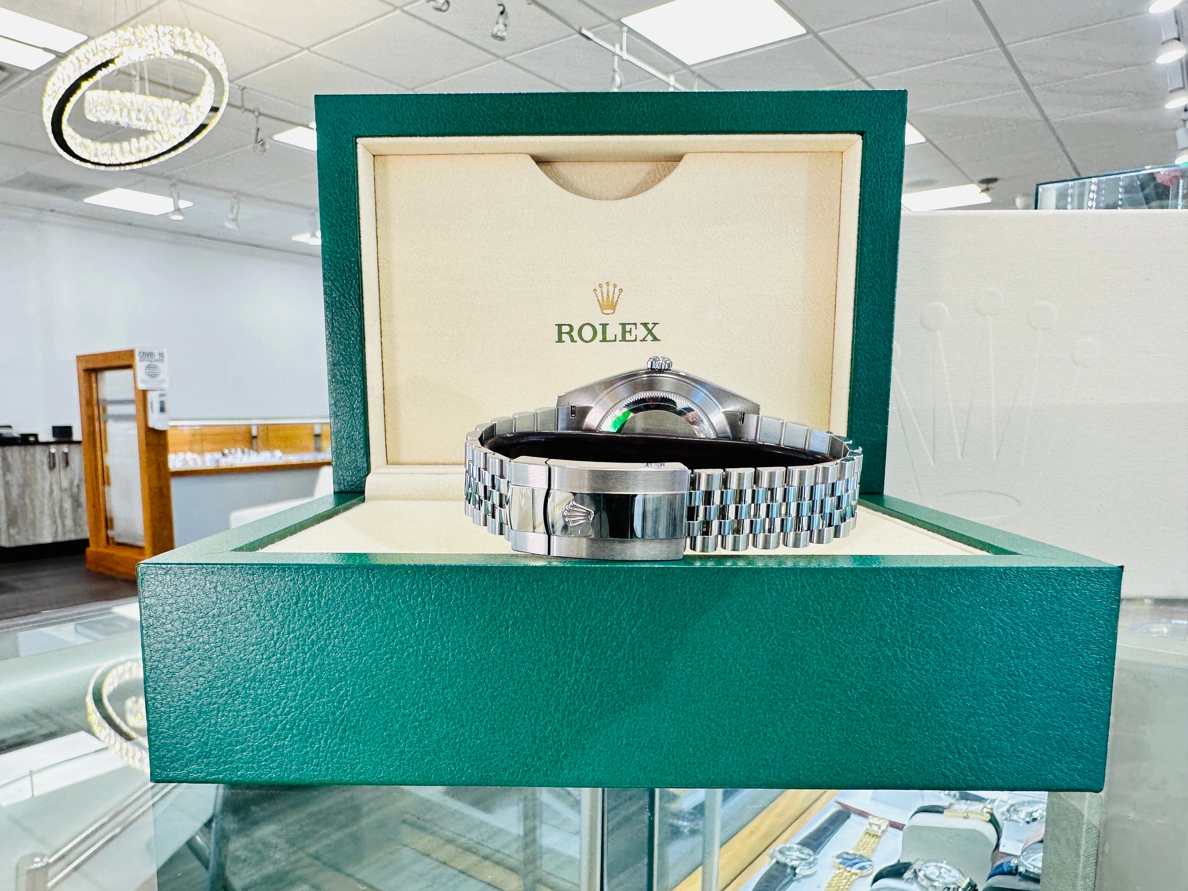 Rolex DateJust 41 126334 Blue Roman Dial Jubilee Steel 18k White Gold Unworn Box and Papers