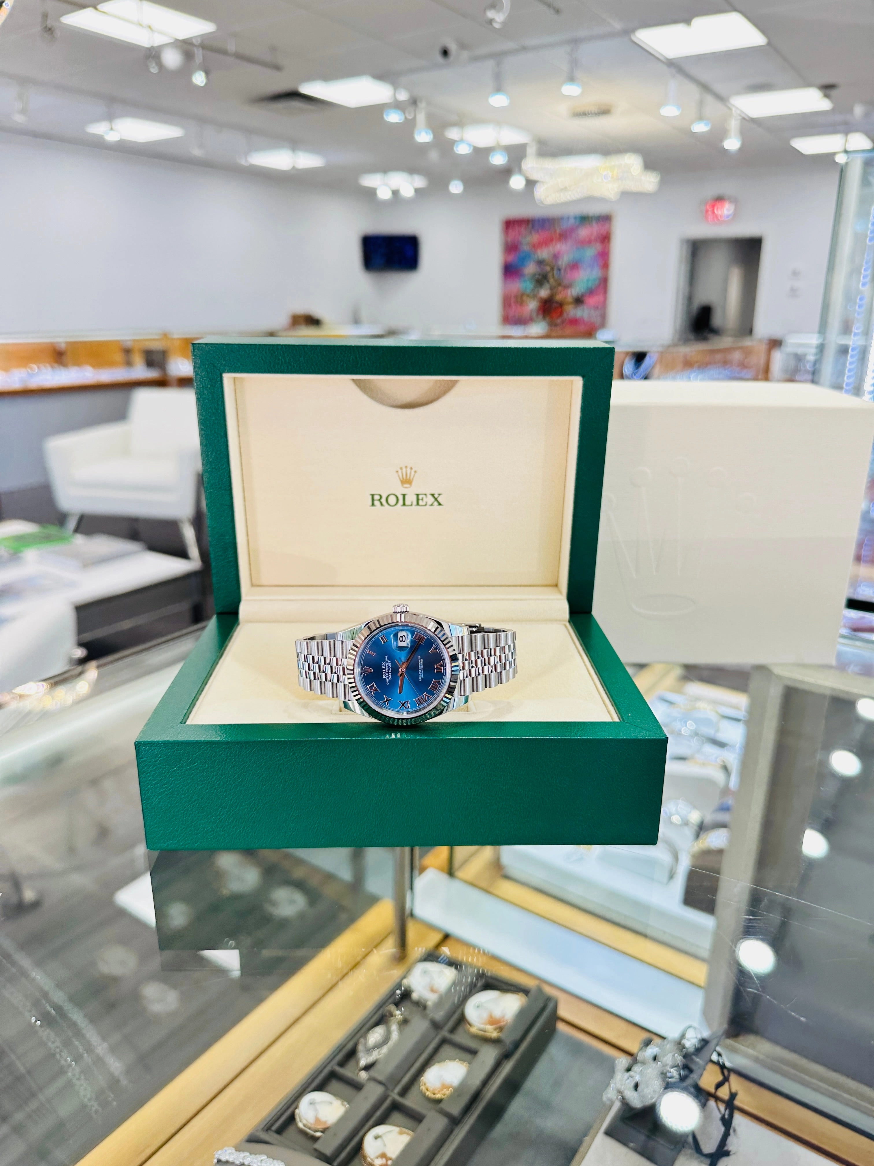 Rolex DateJust 41 126334 Blue Roman Dial Jubilee Steel 18k White Gold Unworn Box and Papers