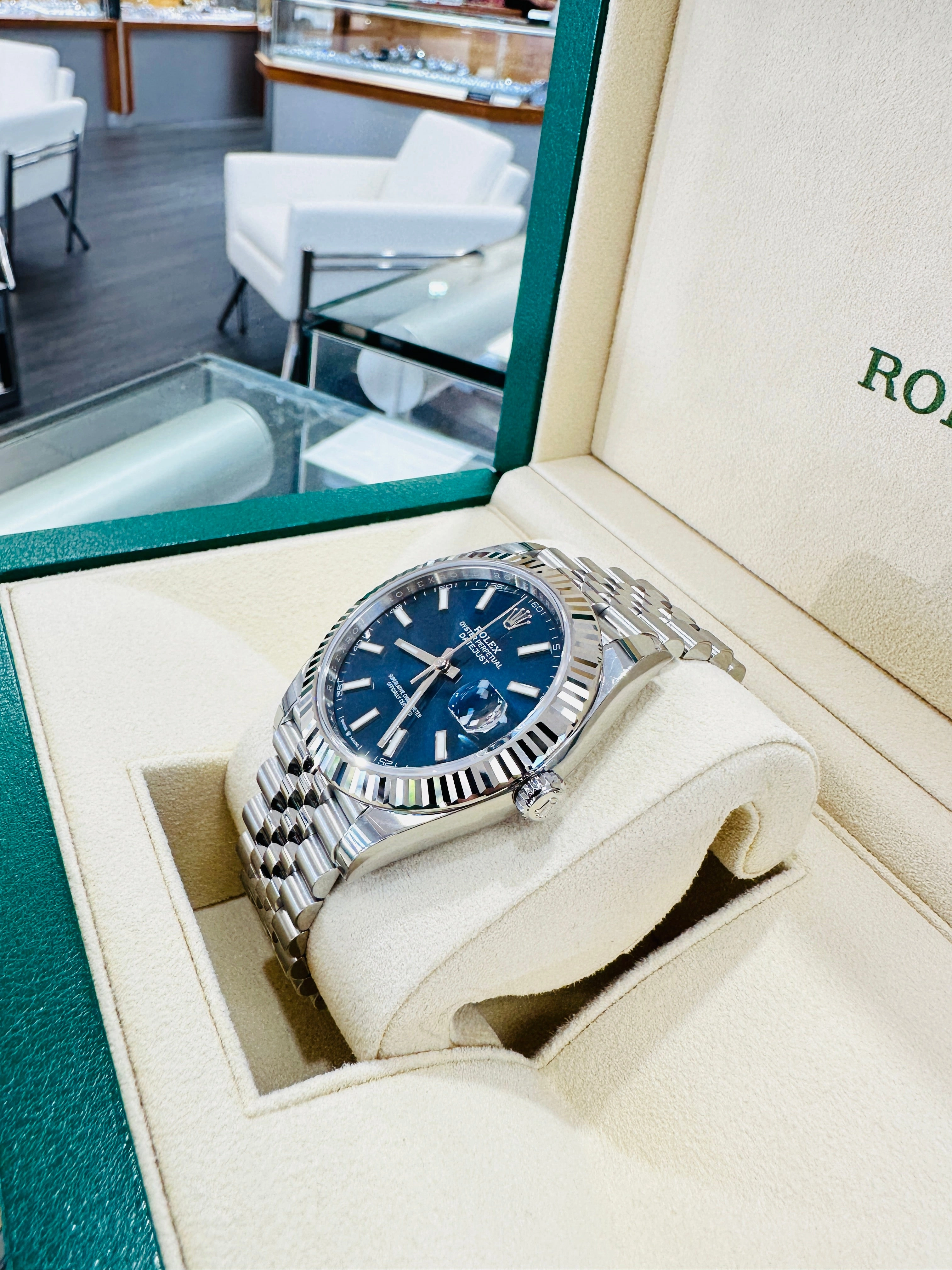 Rolex DateJust 41 126334 Blue Stick Jubilee Steel Unworn Box and Papers