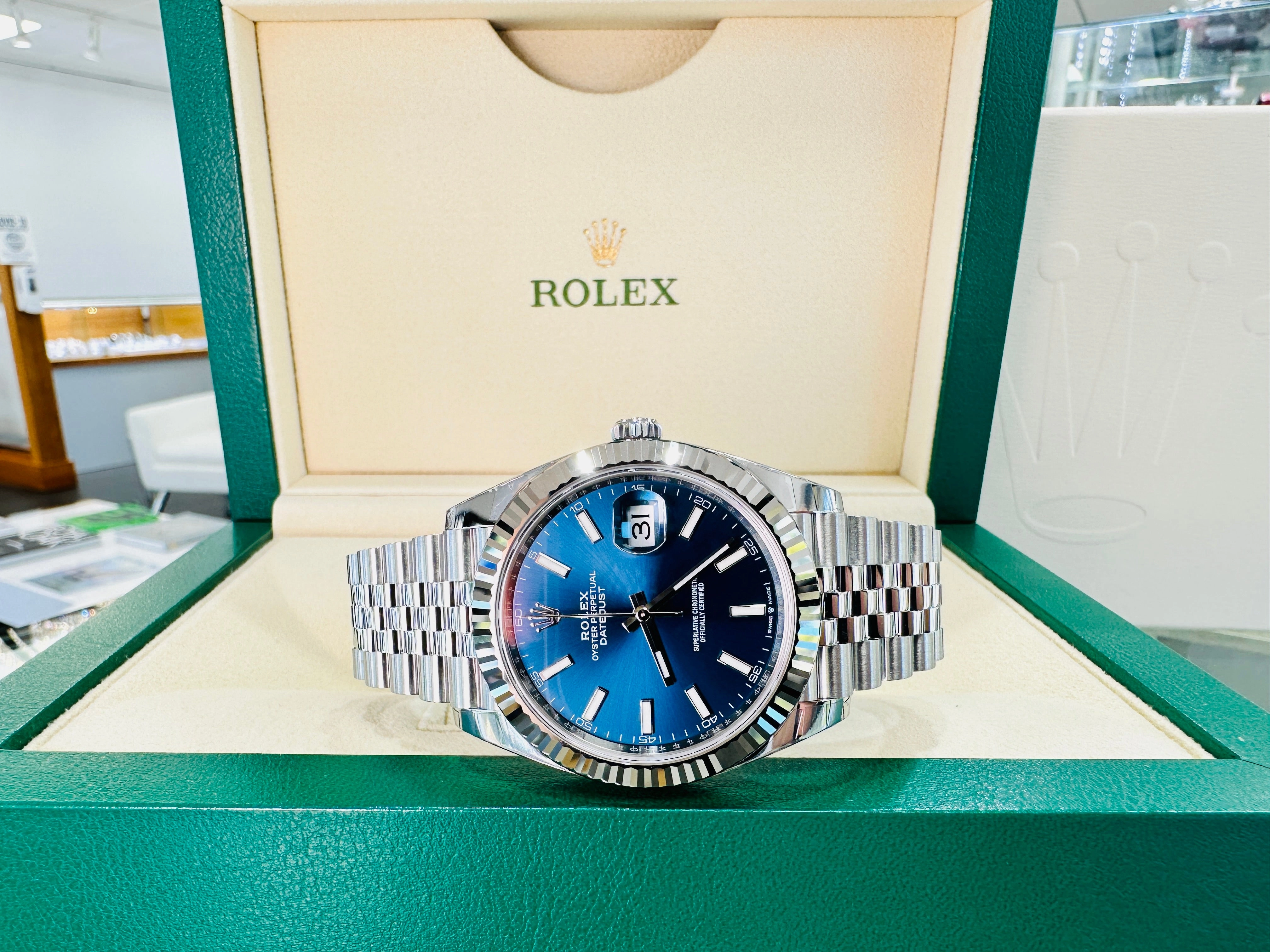 Rolex DateJust 41 126334 Blue Stick Jubilee Steel Unworn Box and Papers