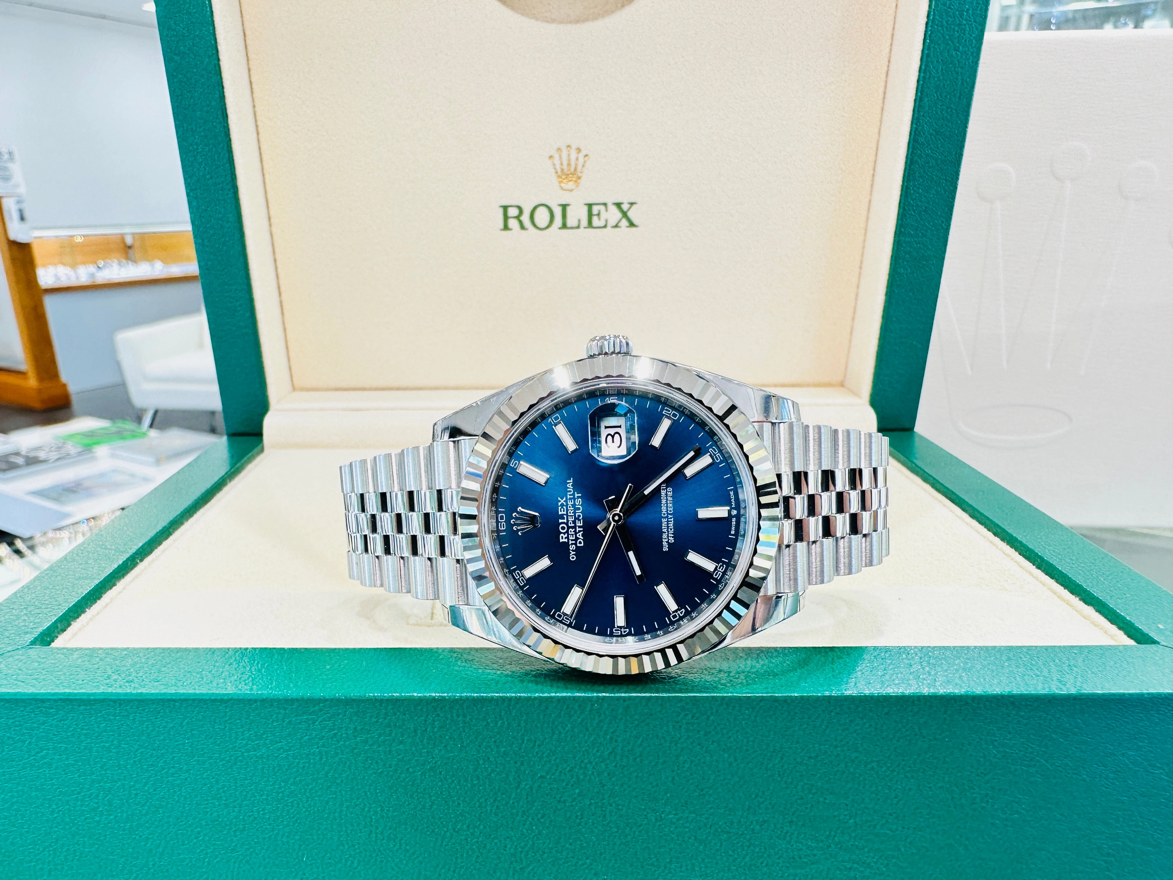 Rolex DateJust 41 126334 Blue Stick Jubilee Steel Unworn Box and Papers