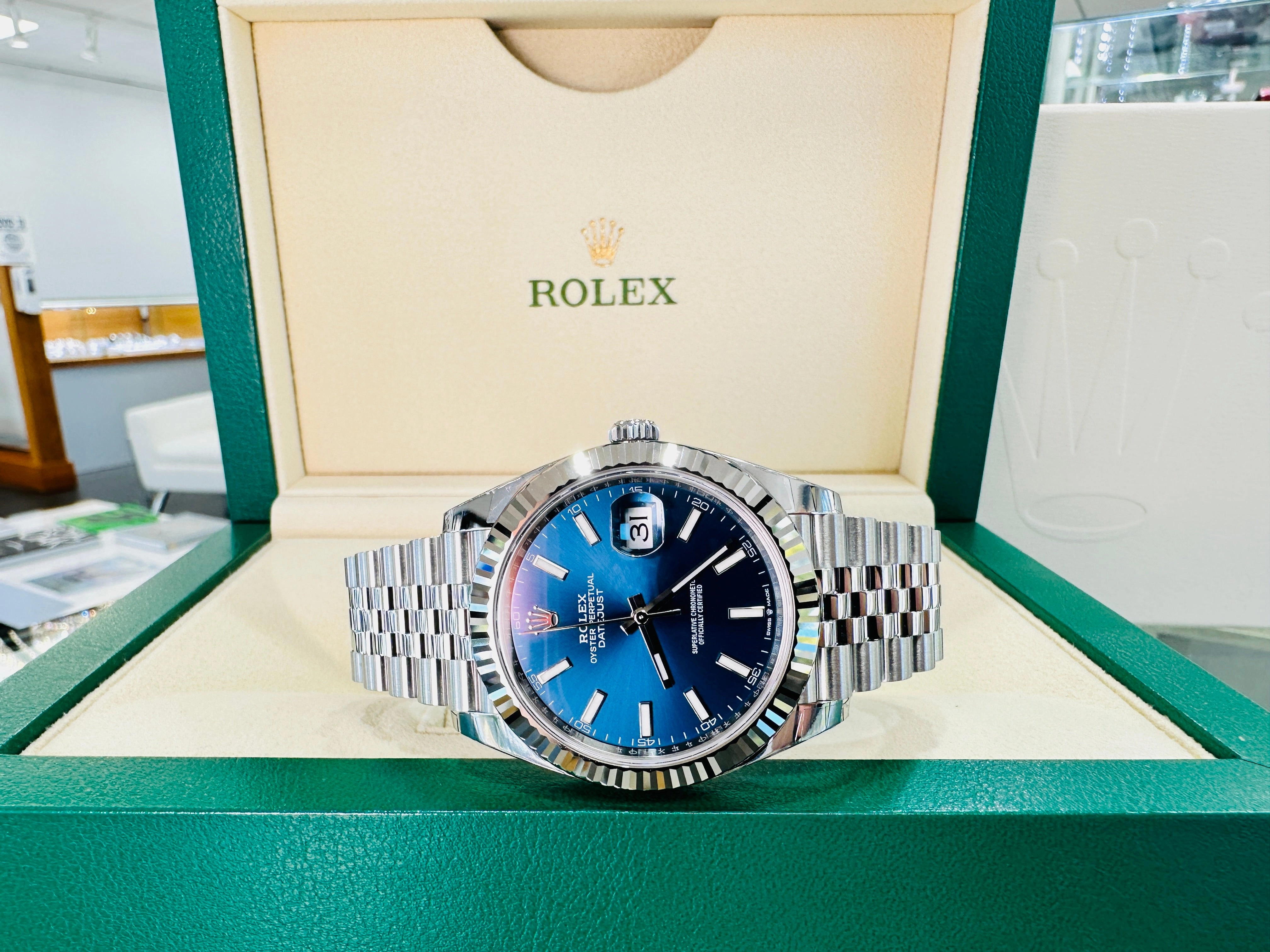 Rolex DateJust 41 126334 Blue Stick Jubilee Steel Unworn Box and Papers