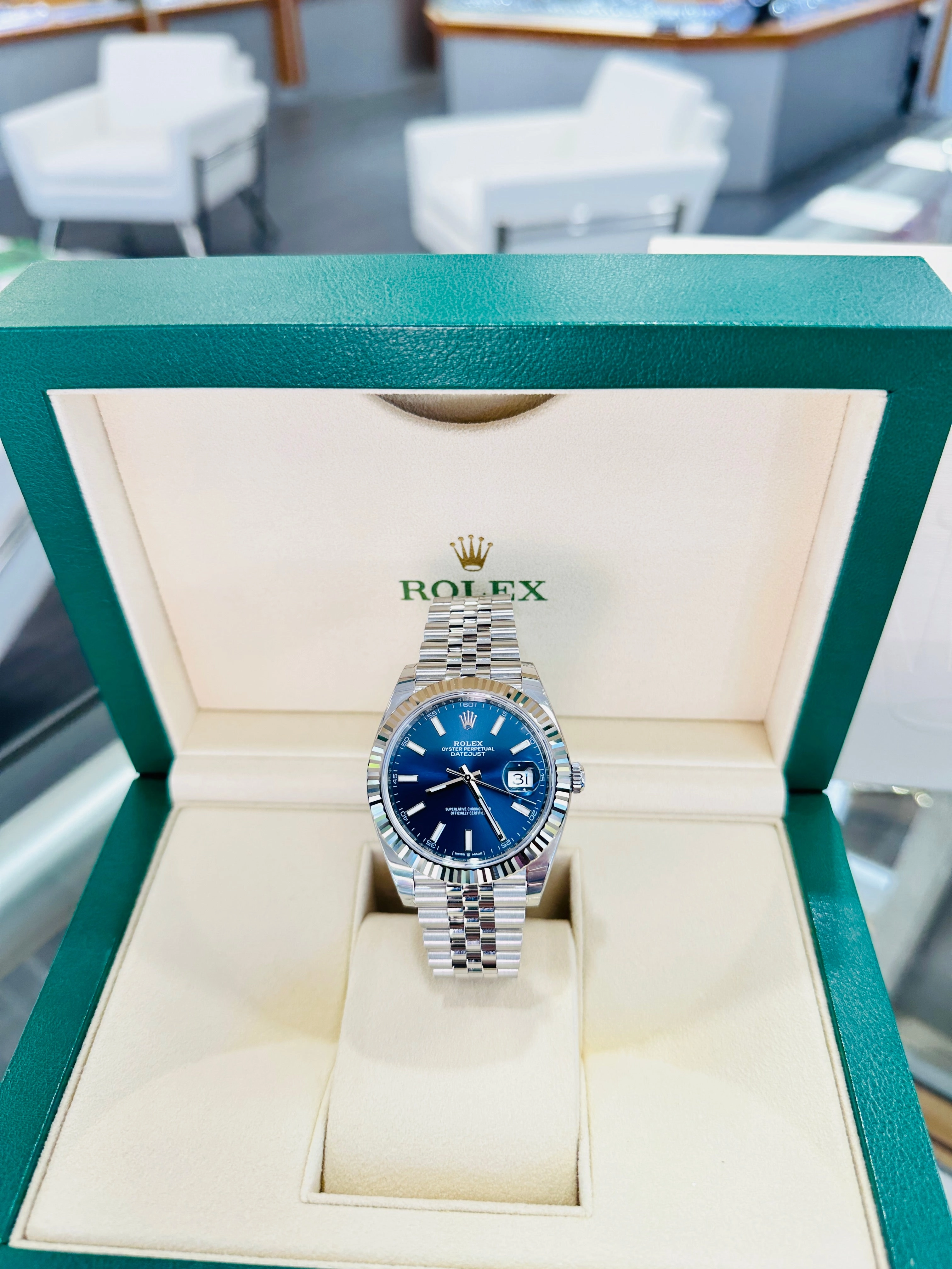 Rolex DateJust 41 126334 Blue Stick Jubilee Steel Unworn Box and Papers