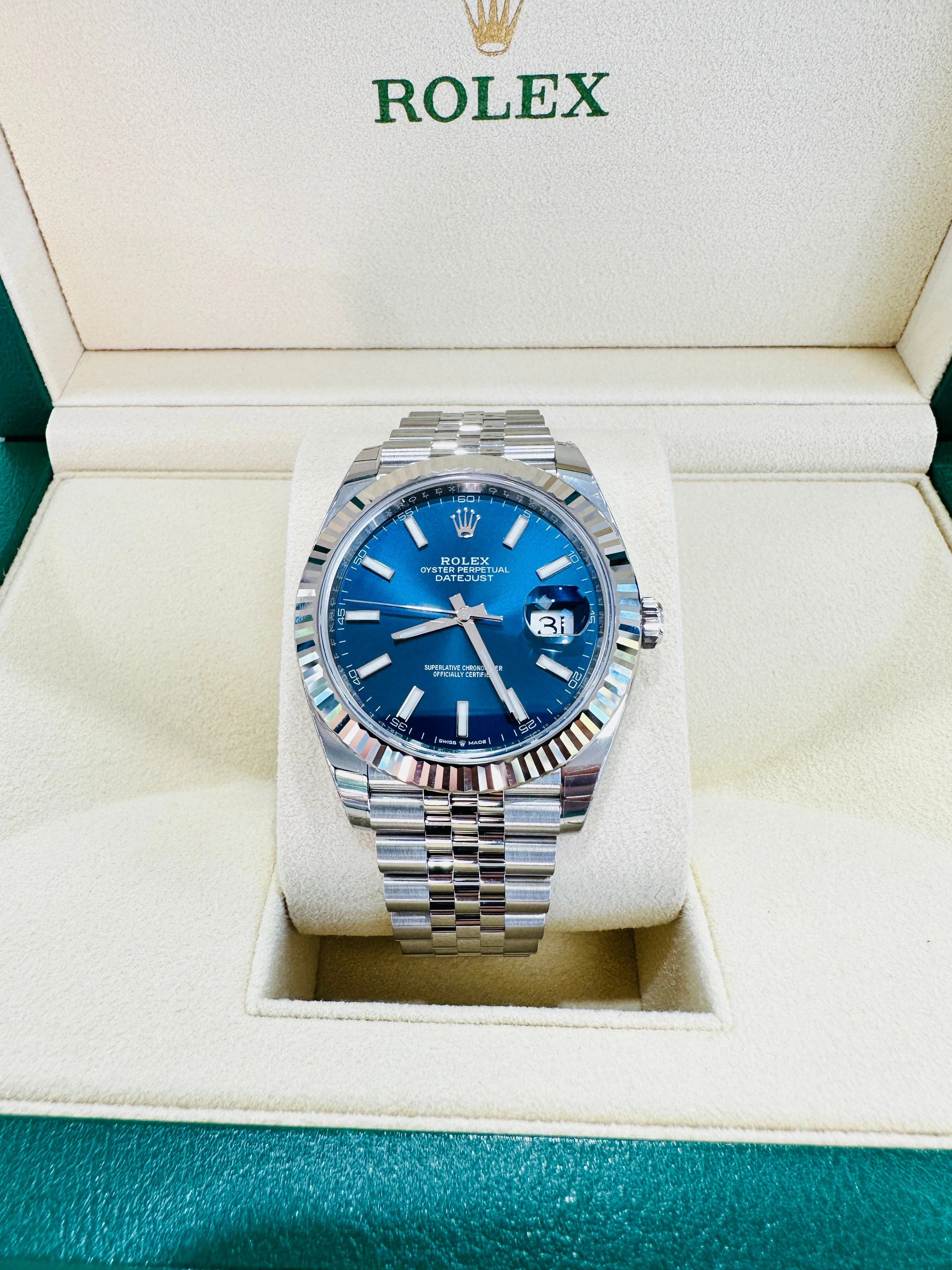 Rolex DateJust 41 126334 Blue Stick Jubilee Steel Unworn Box and Papers