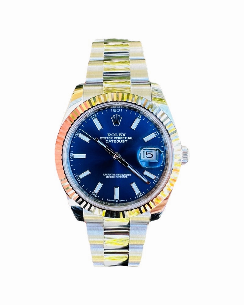 Rolex DateJust 41 126334 Blue Stick Oyster Steel 18k White Gold Bezel  Box Papers UNWORN