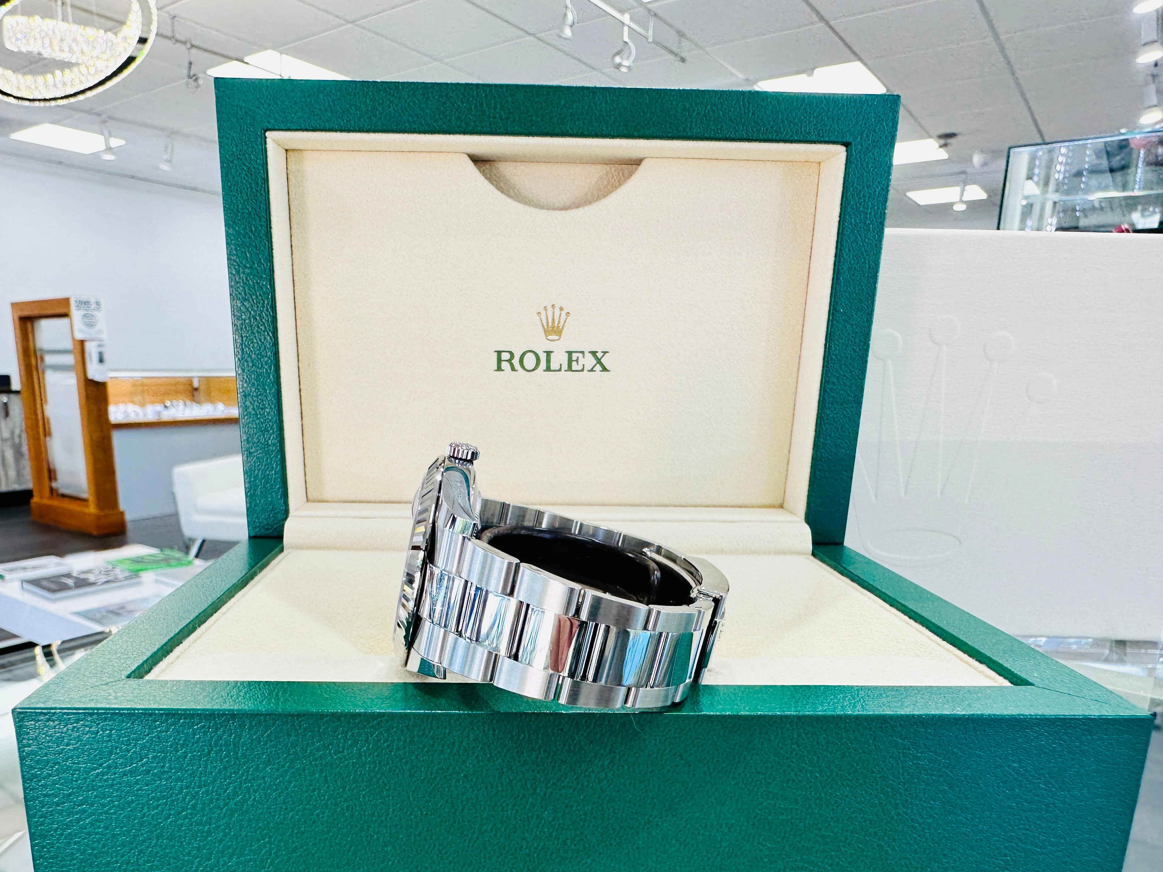 Rolex DateJust 41 126334 Blue Stick Oyster Steel 18k White Gold Bezel  Box Papers UNWORN