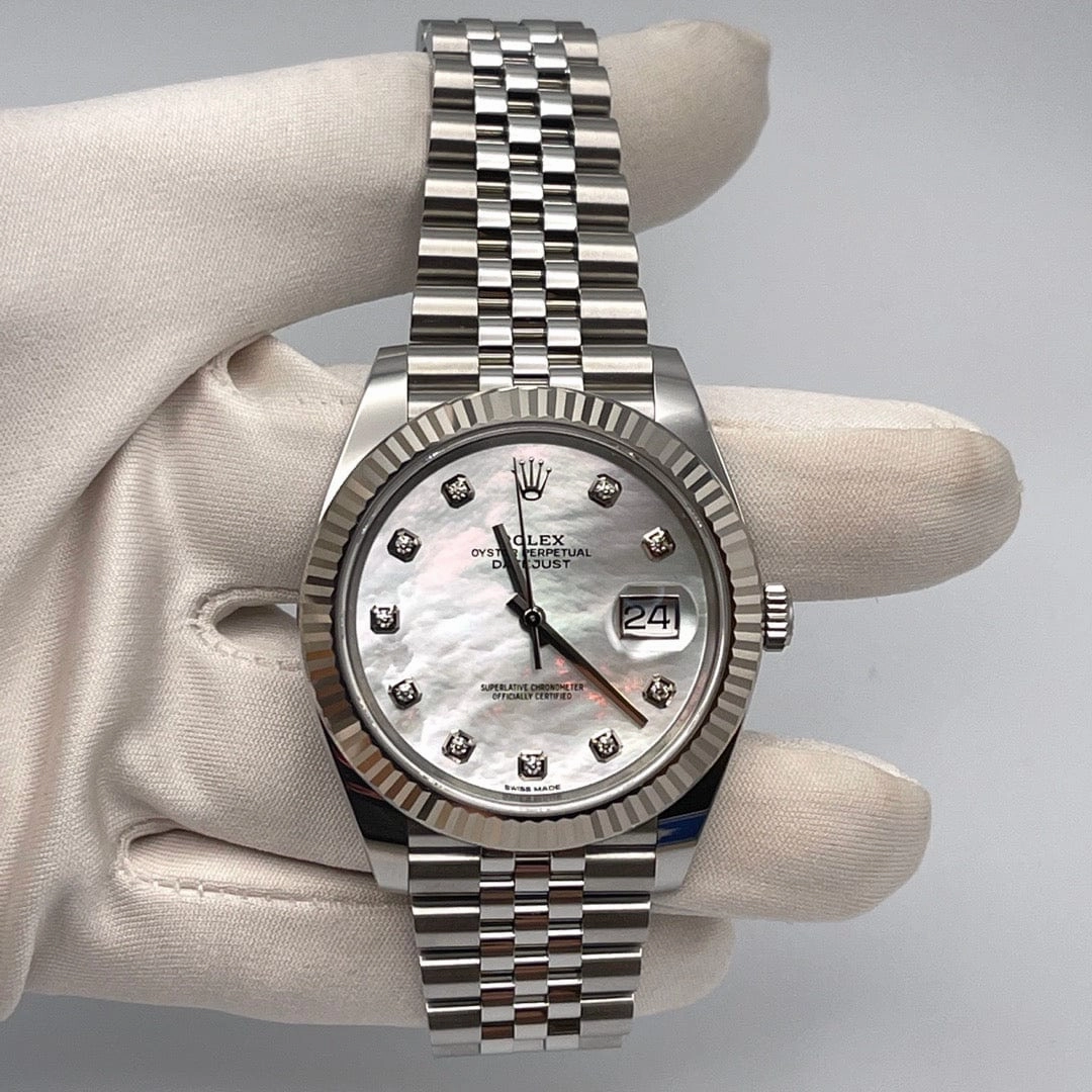 Rolex Datejust 41 126334 Stainless Steel Diamond Mother Of Pearl Dial Jubilee