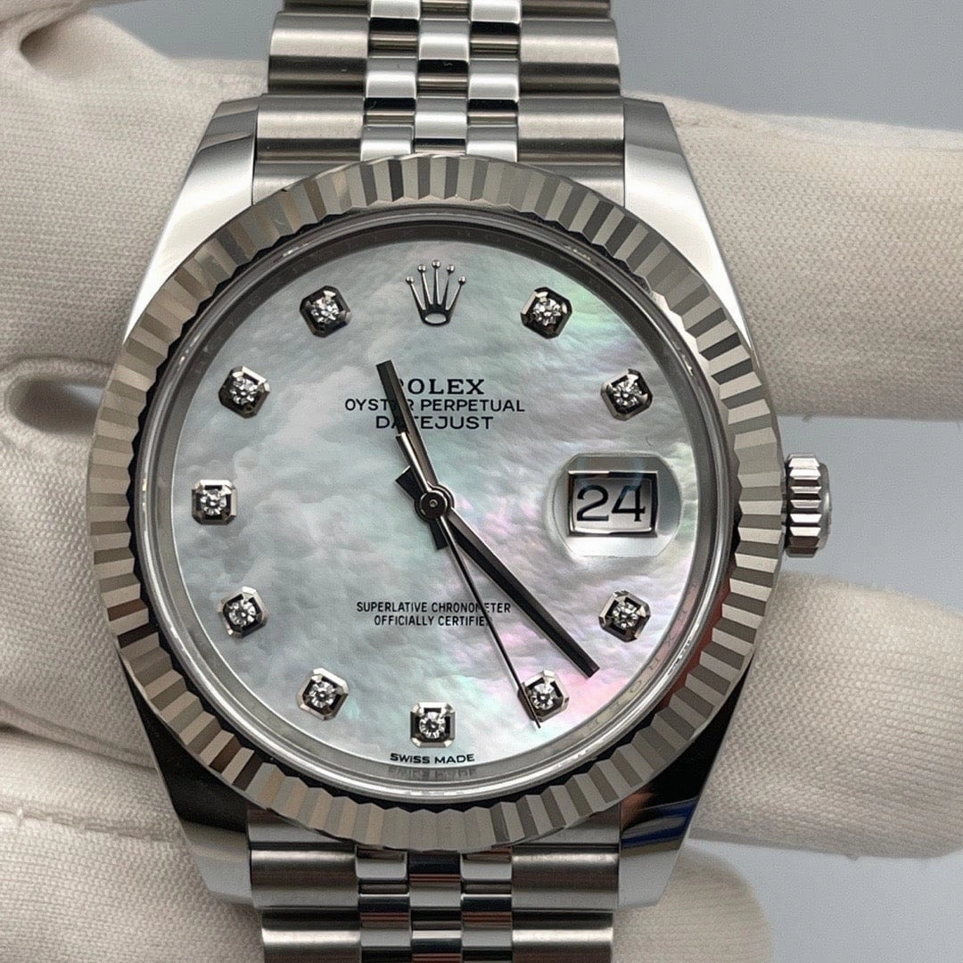 Rolex Datejust 41 126334 Stainless Steel Diamond Mother Of Pearl Dial Jubilee