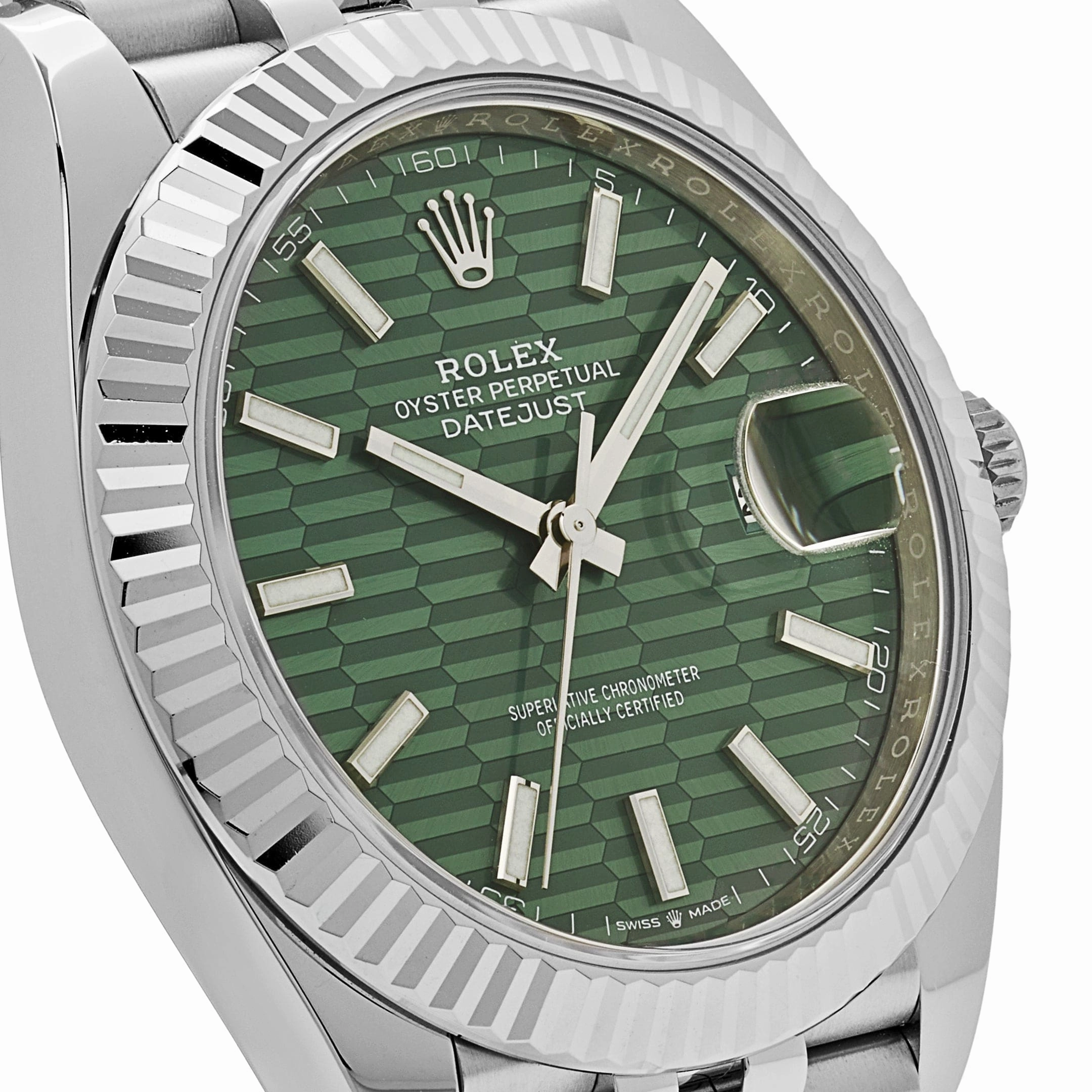 Rolex Datejust 41 126334 Stainless Steel Fluted Motif Green Dial Jubilee
