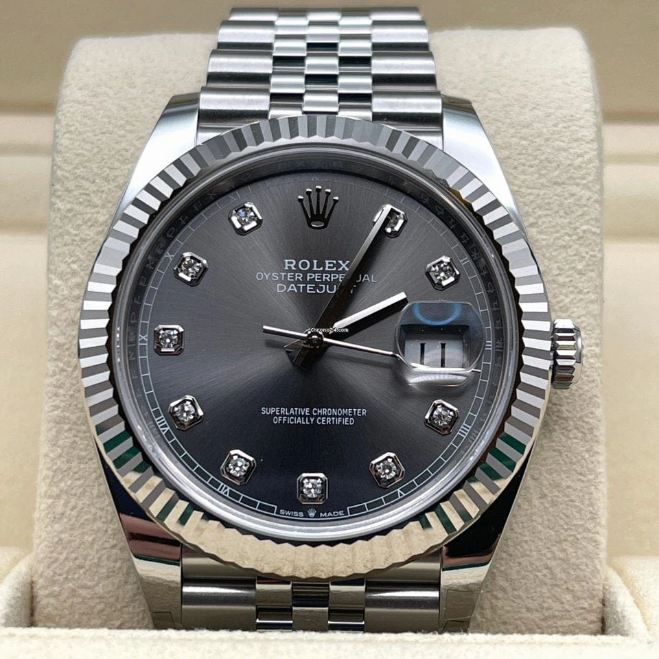 Rolex Datejust 41 126334 Stainless Steel Slate Diamond Dial Jubilee