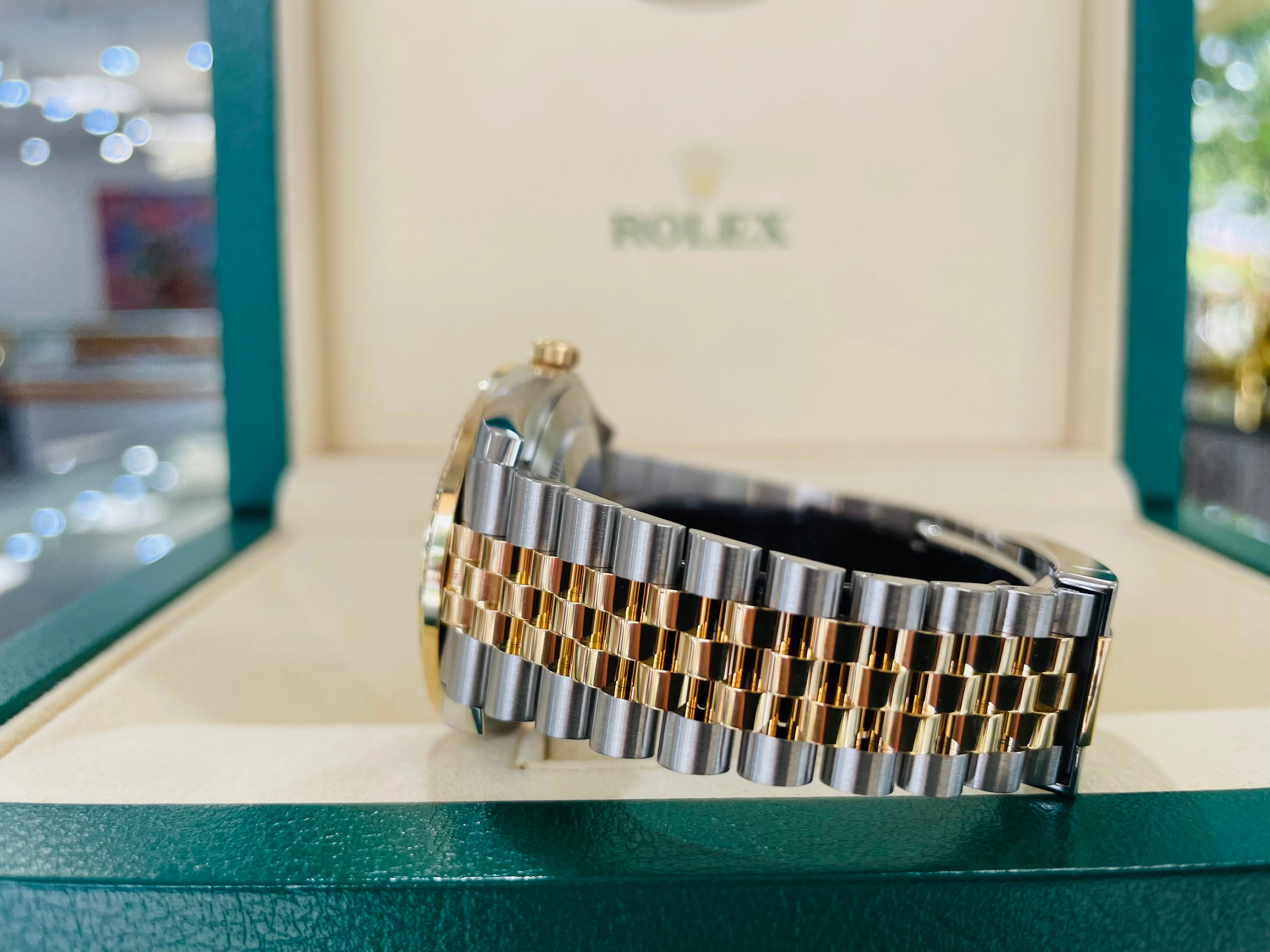 Rolex Datejust 41 Stainless Steel & Slate 'Wimbledon' Roman Dial Jubilee Bracelet 126303 Custom 2.50ct Diamond Bezel Box and Papers Unworn