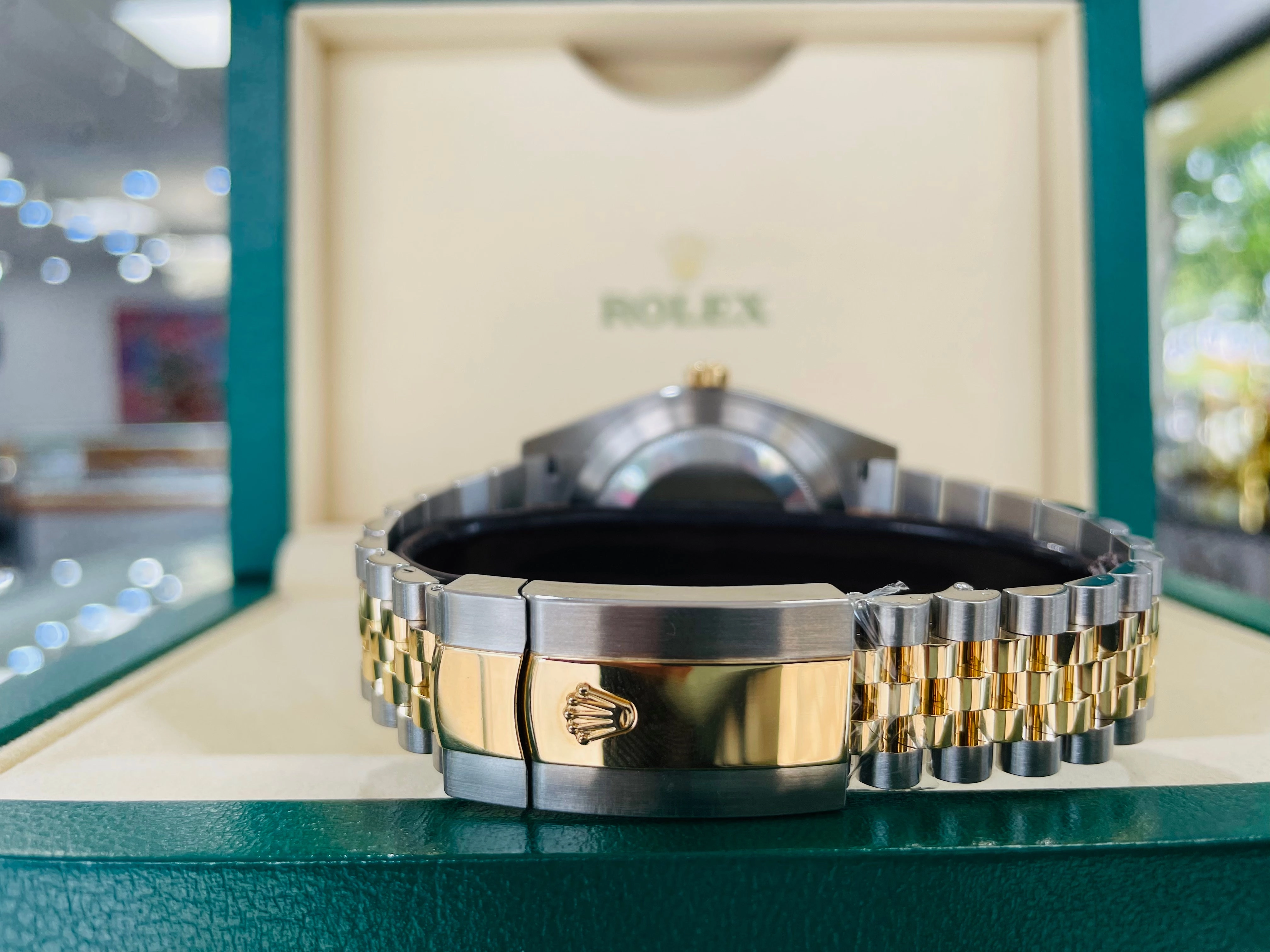 Rolex Datejust 41 Stainless Steel & Slate 'Wimbledon' Roman Dial Jubilee Bracelet 126303 Custom 2.50ct Diamond Bezel Box and Papers Unworn