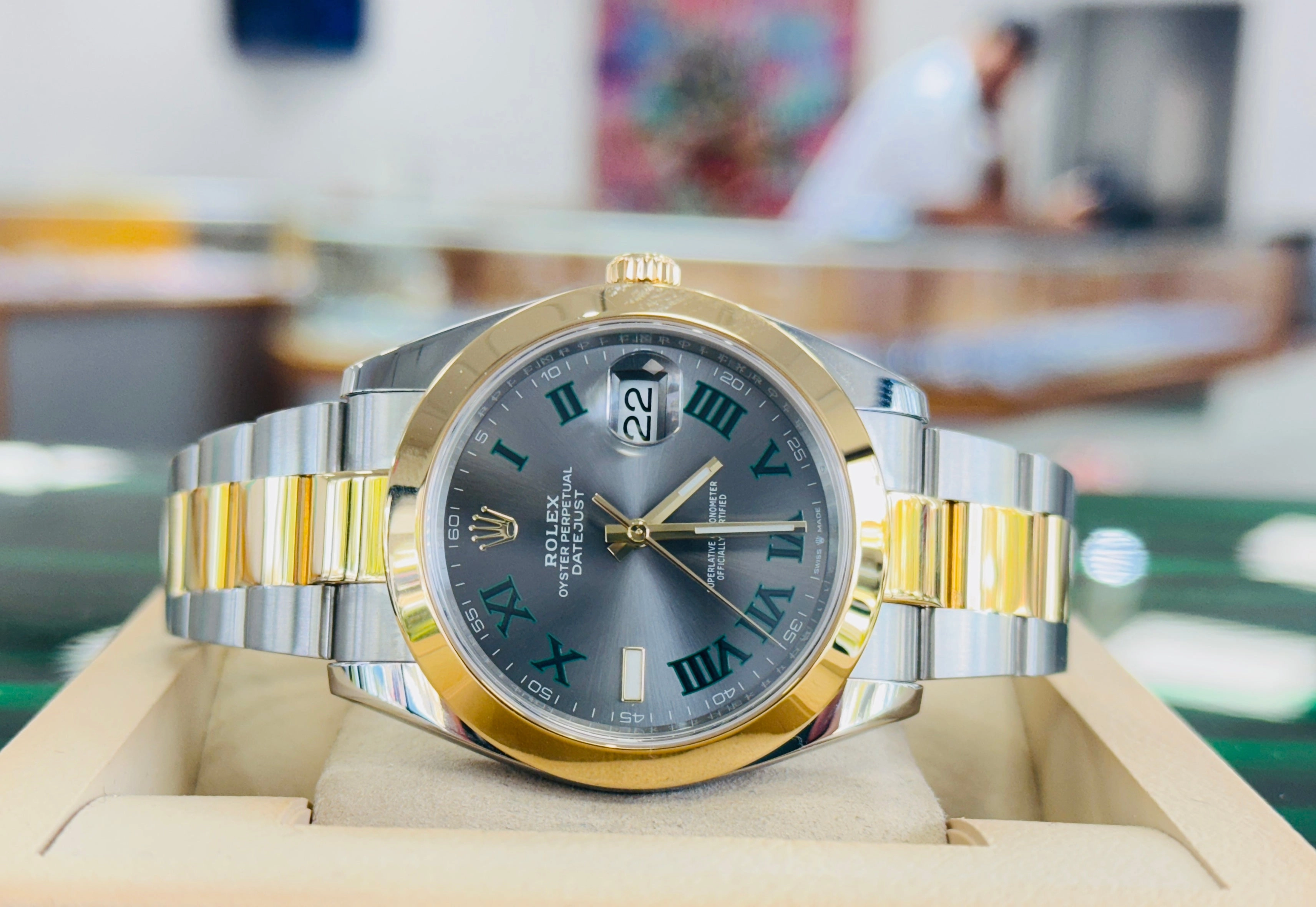 Rolex Datejust 41 Wimbledon 126303 TwoTone Steel and 18K Yellow Gold Box and Papers MINT
