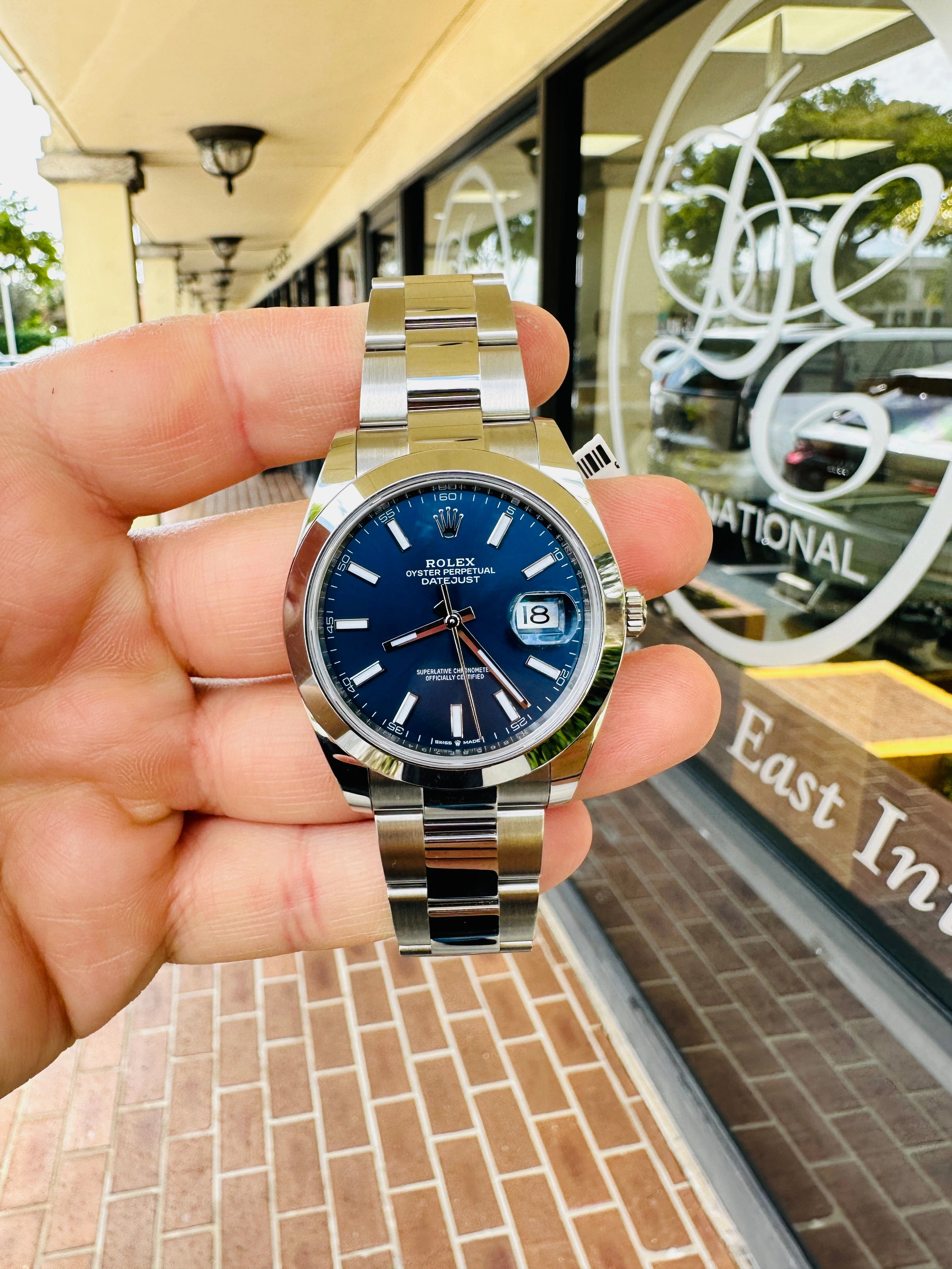 Rolex Datejust 41mm 126300 Blue Stick Dial Smooth Bezel Box  and Papers Unworn