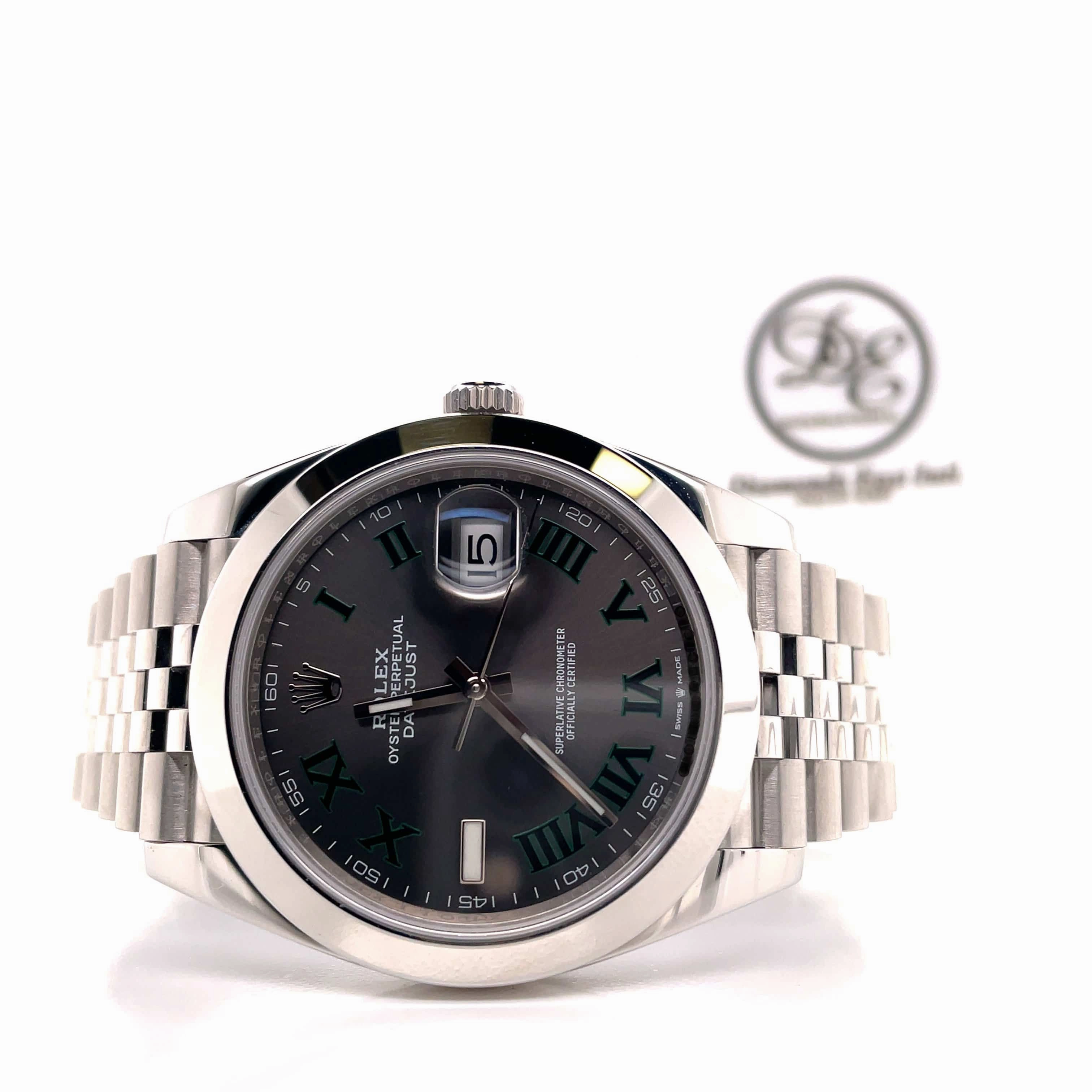 Rolex DateJust 41mm 126300 Federer Dial Smooth Bezel Preowned box and papers