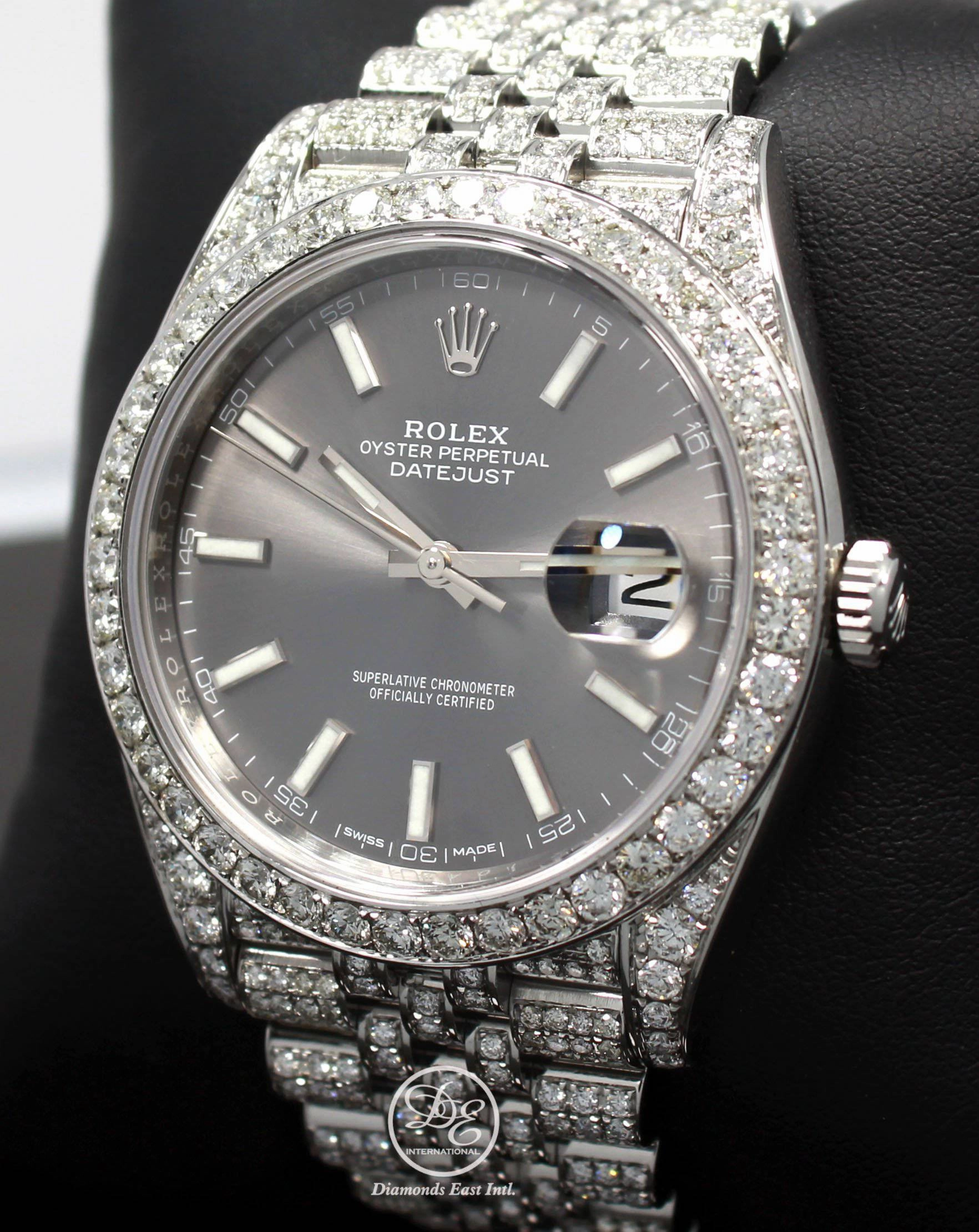 Rolex Datejust 41mm 126300 Jubilee Rhodium Dial All Covered With Diamonds ICED OUT BOX/PAPERS UNWORN