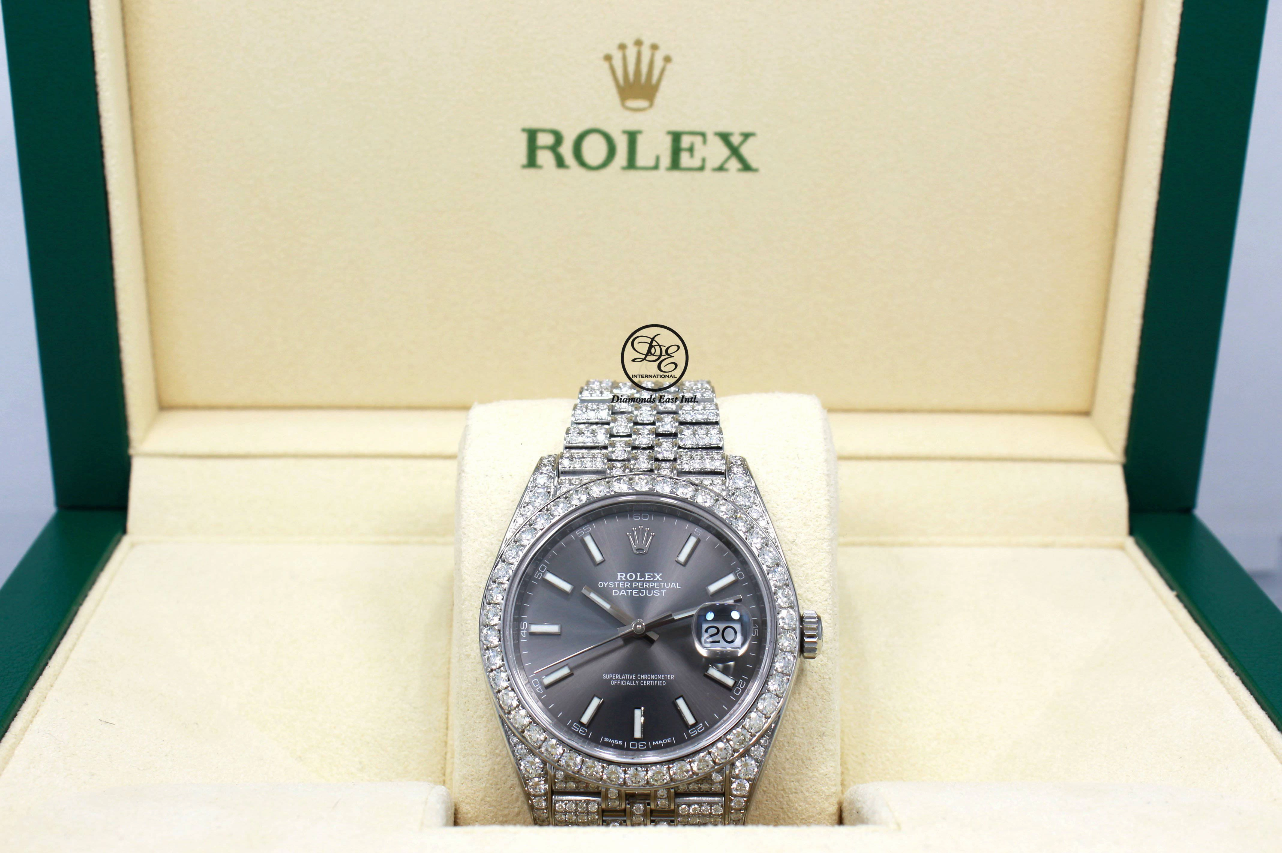 Rolex Datejust 41mm 126300 Jubilee Rhodium Dial All Covered With Diamonds ICED OUT BOX/PAPERS UNWORN