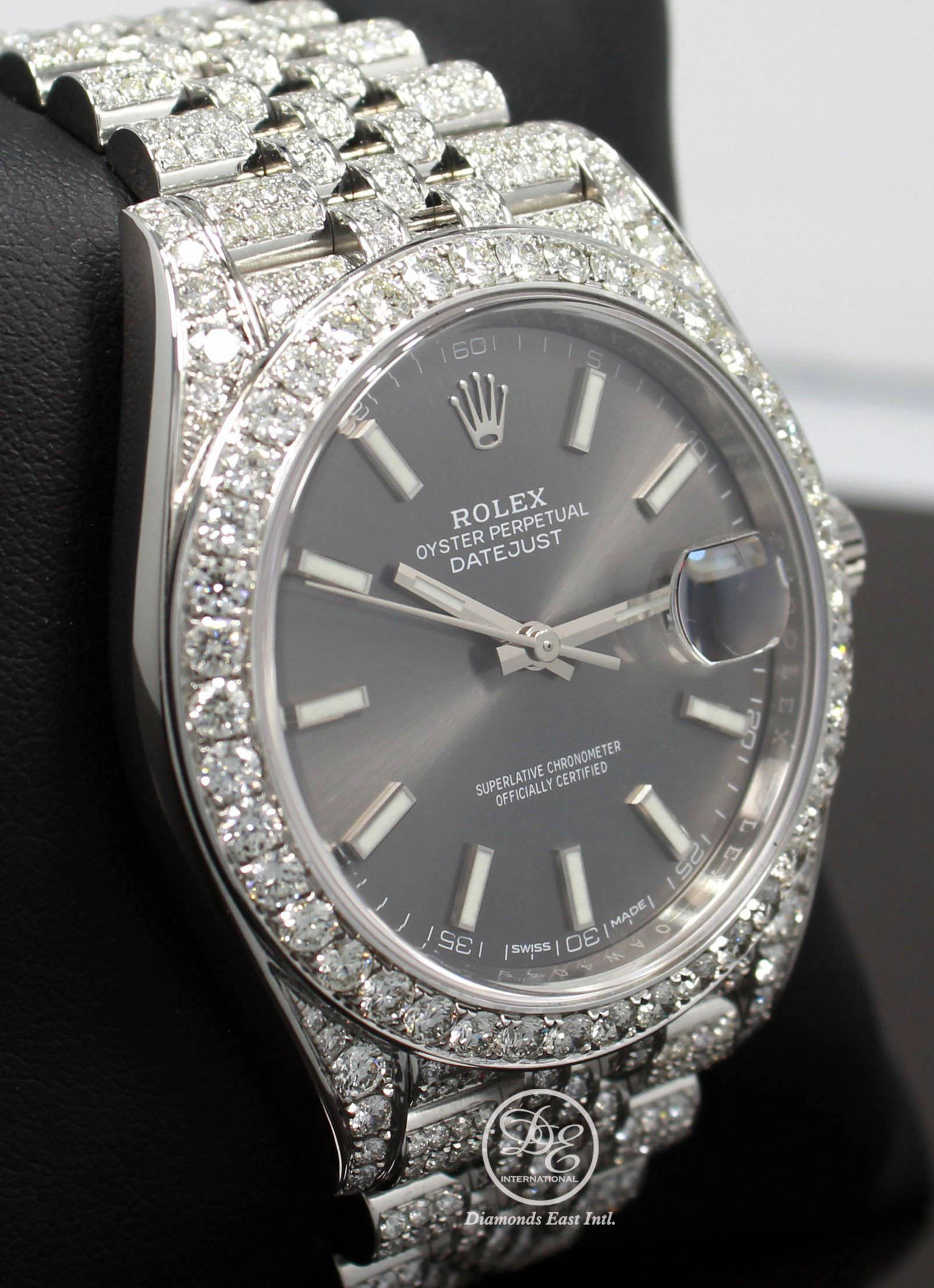 Rolex Datejust 41mm 126300 Jubilee Rhodium Dial All Covered With Diamonds ICED OUT BOX/PAPERS UNWORN