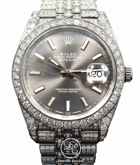Rolex Datejust 41mm 126300 Jubilee Rhodium Dial All Covered With Diamonds ICED OUT BOX/PAPERS UNWORN