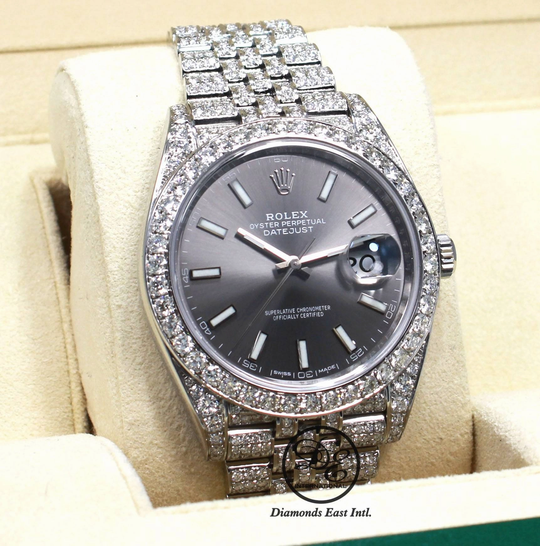 Rolex Datejust 41mm 126300 Jubilee Rhodium Dial All Covered With Diamonds ICED OUT BOX/PAPERS UNWORN