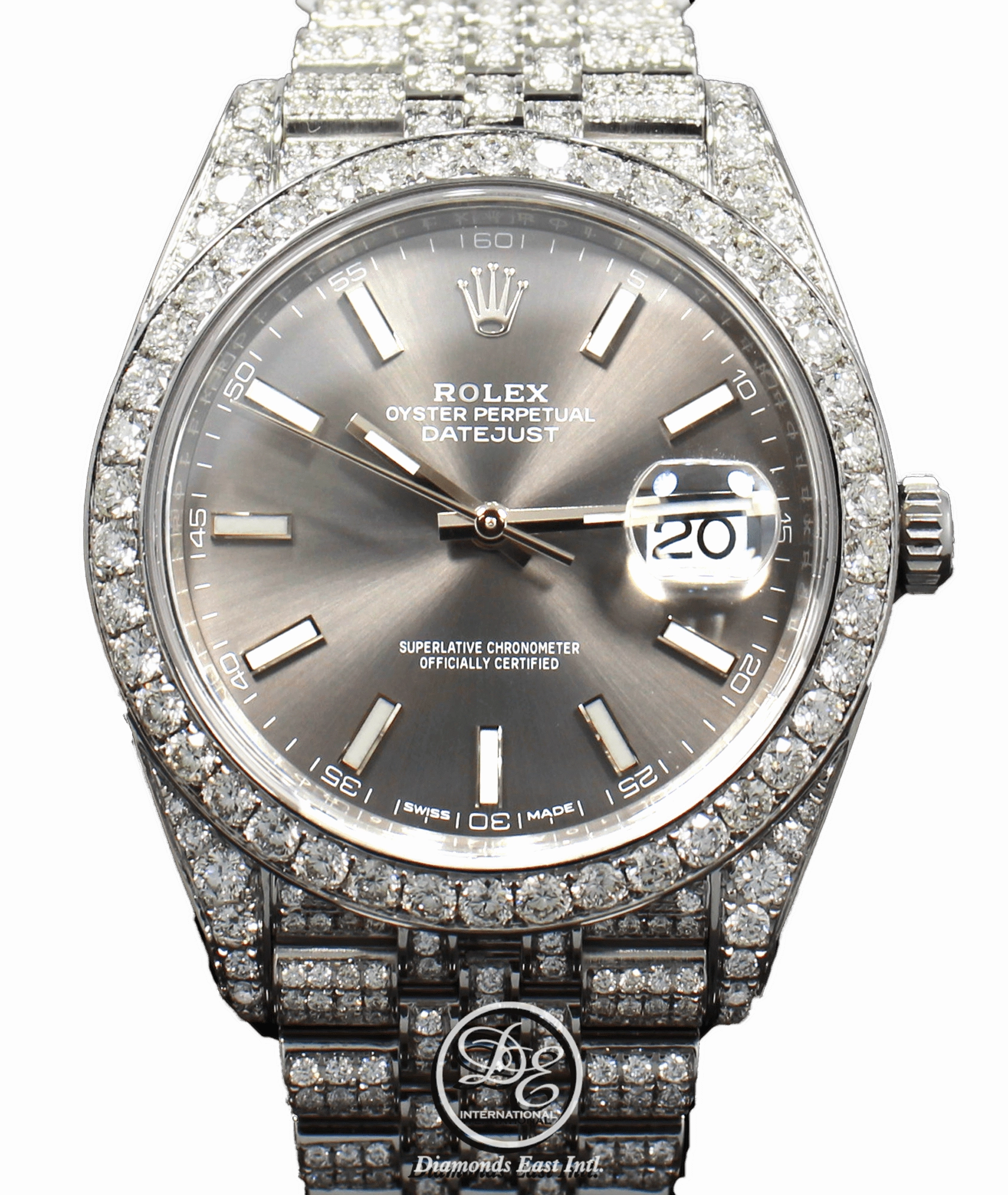 Rolex Datejust 41mm 126300 Jubilee Rhodium Dial All Covered With Diamonds ICED OUT BOX/PAPERS UNWORN