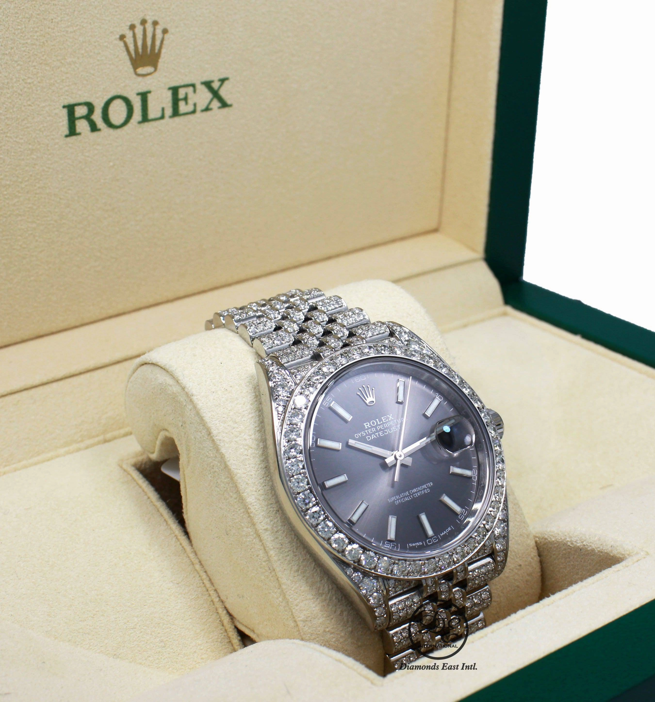 Rolex Datejust 41mm 126300 Jubilee Rhodium Dial All Covered With Diamonds ICED OUT BOX/PAPERS UNWORN