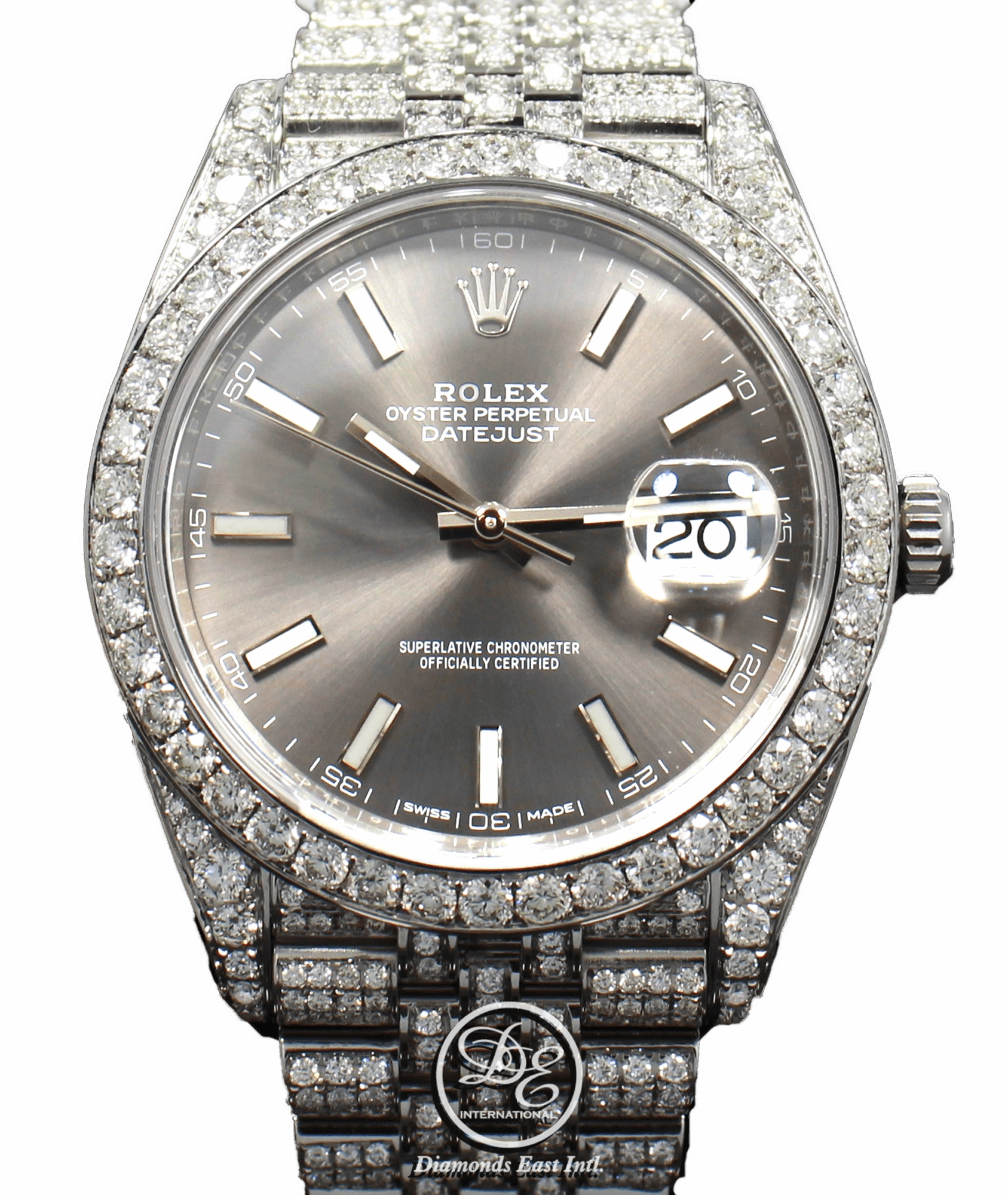 Rolex Datejust 41mm 126300 Jubilee Rhodium Dial All Covered With Diamonds ICED OUT BOX/PAPERS UNWORN