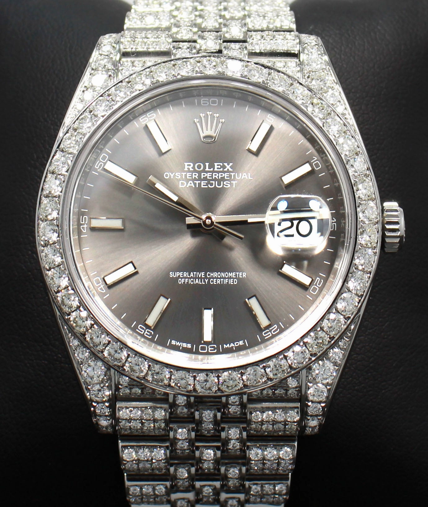 Rolex Datejust 41mm 126300 Jubilee Rhodium Dial All Covered With Diamonds ICED OUT BOX/PAPERS UNWORN