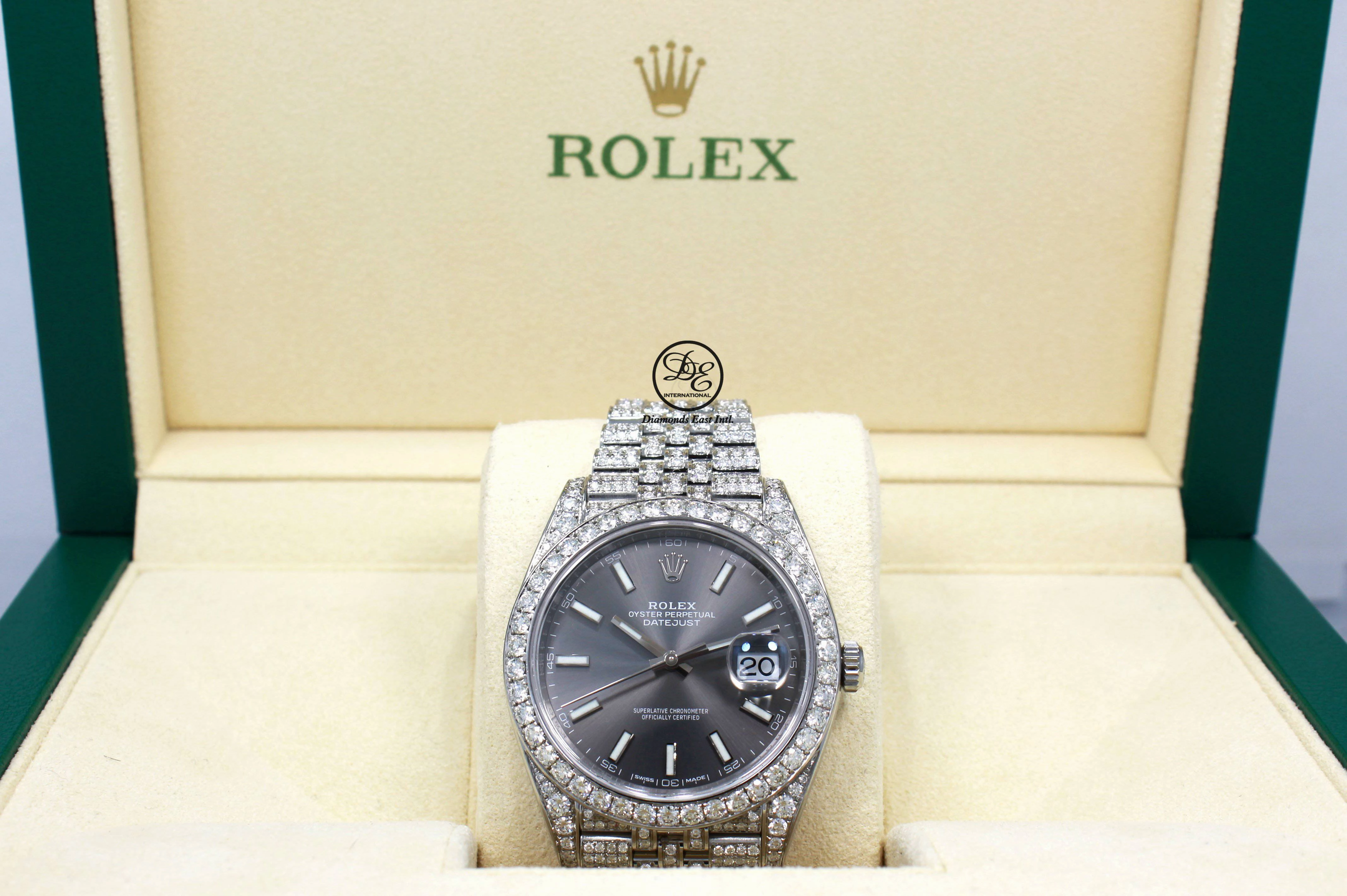 Rolex Datejust 41mm 126300 Jubilee Rhodium Dial All Covered With Diamonds ICED OUT BOX/PAPERS UNWORN