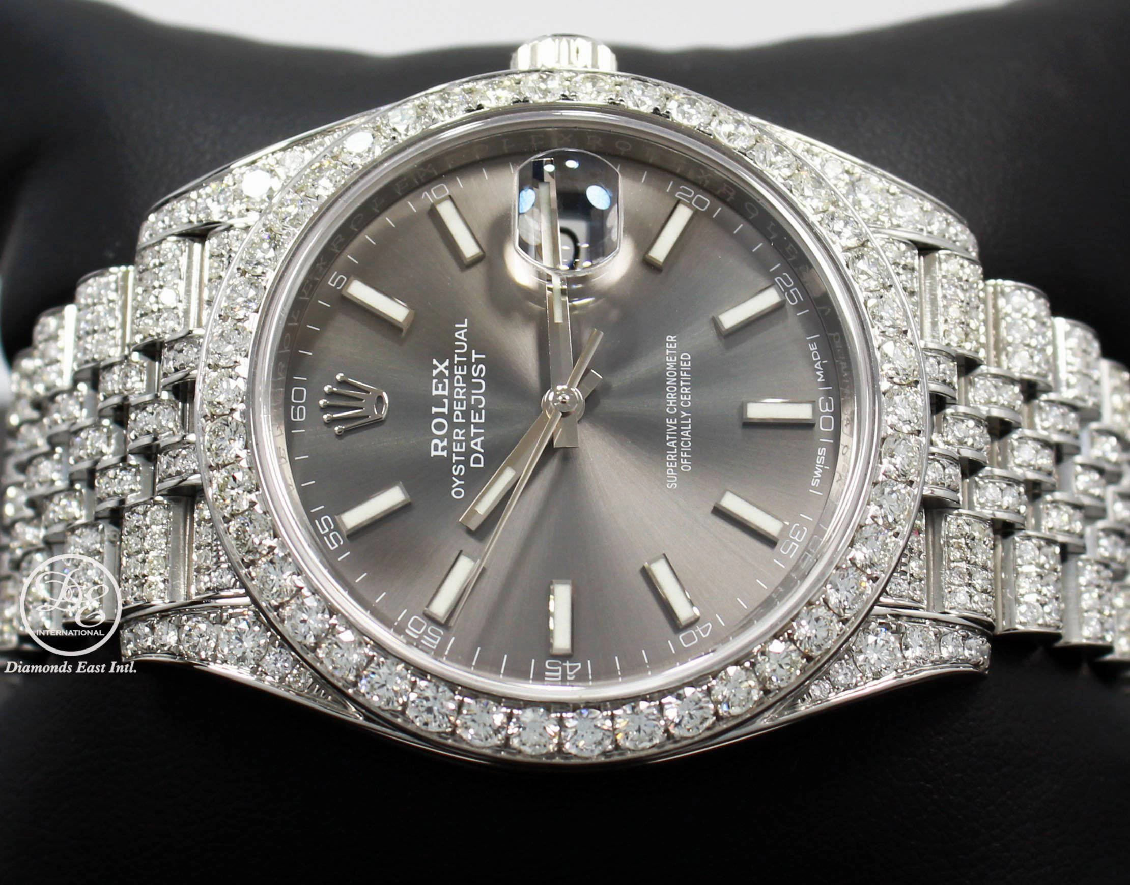 Rolex Datejust 41mm 126300 Jubilee Rhodium Dial All Covered With Diamonds ICED OUT BOX/PAPERS UNWORN