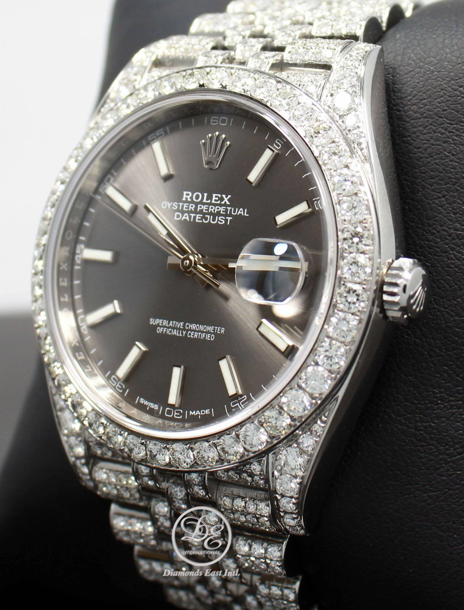 Rolex Datejust 41mm 126300 Jubilee Rhodium Dial All Covered With Diamonds ICED OUT BOX/PAPERS UNWORN