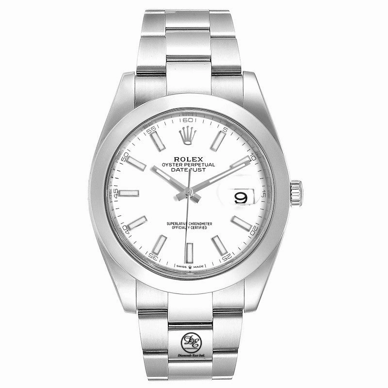 Rolex Datejust 41mm 126300 White Stick Dial Smooth Bezel PAPERS