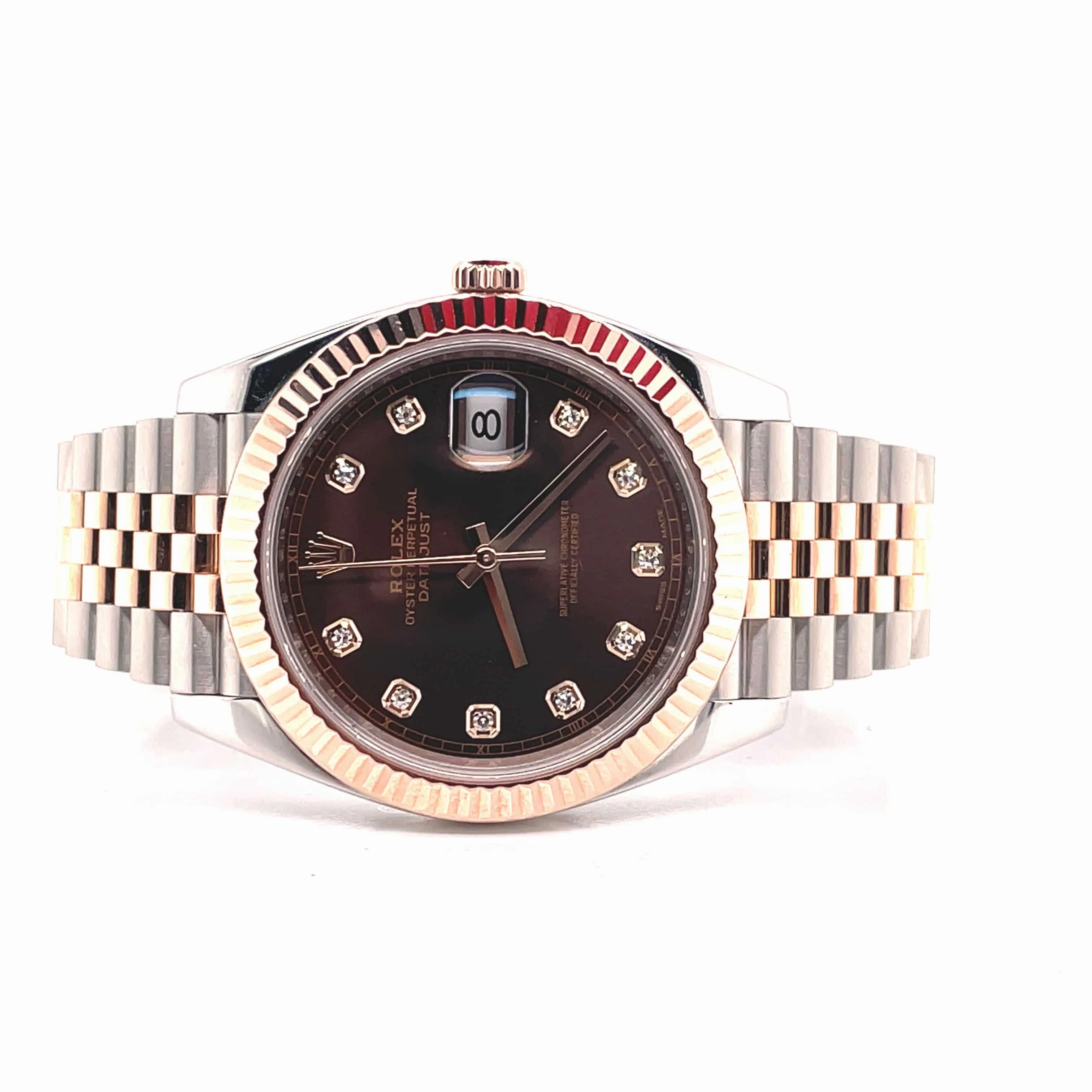 Rolex Datejust 41mm 12633118k Rose Gold / SS Jubilee Chocolate Diamond Dial