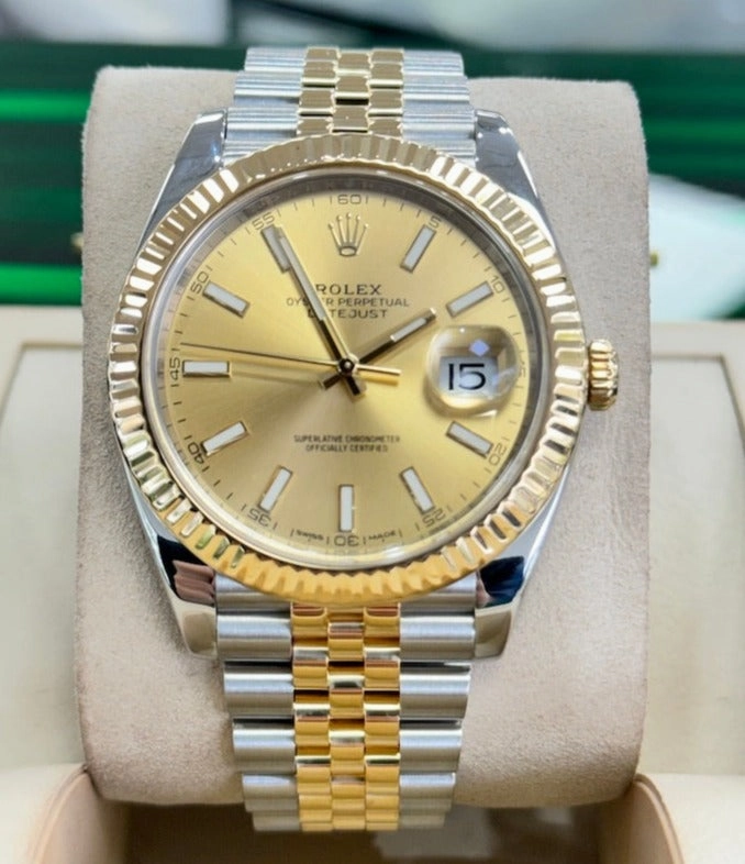 Rolex Datejust 41mm 126333 18k Gold / Steel Jubilee Bracelet Fluted Bezel Papers MINT