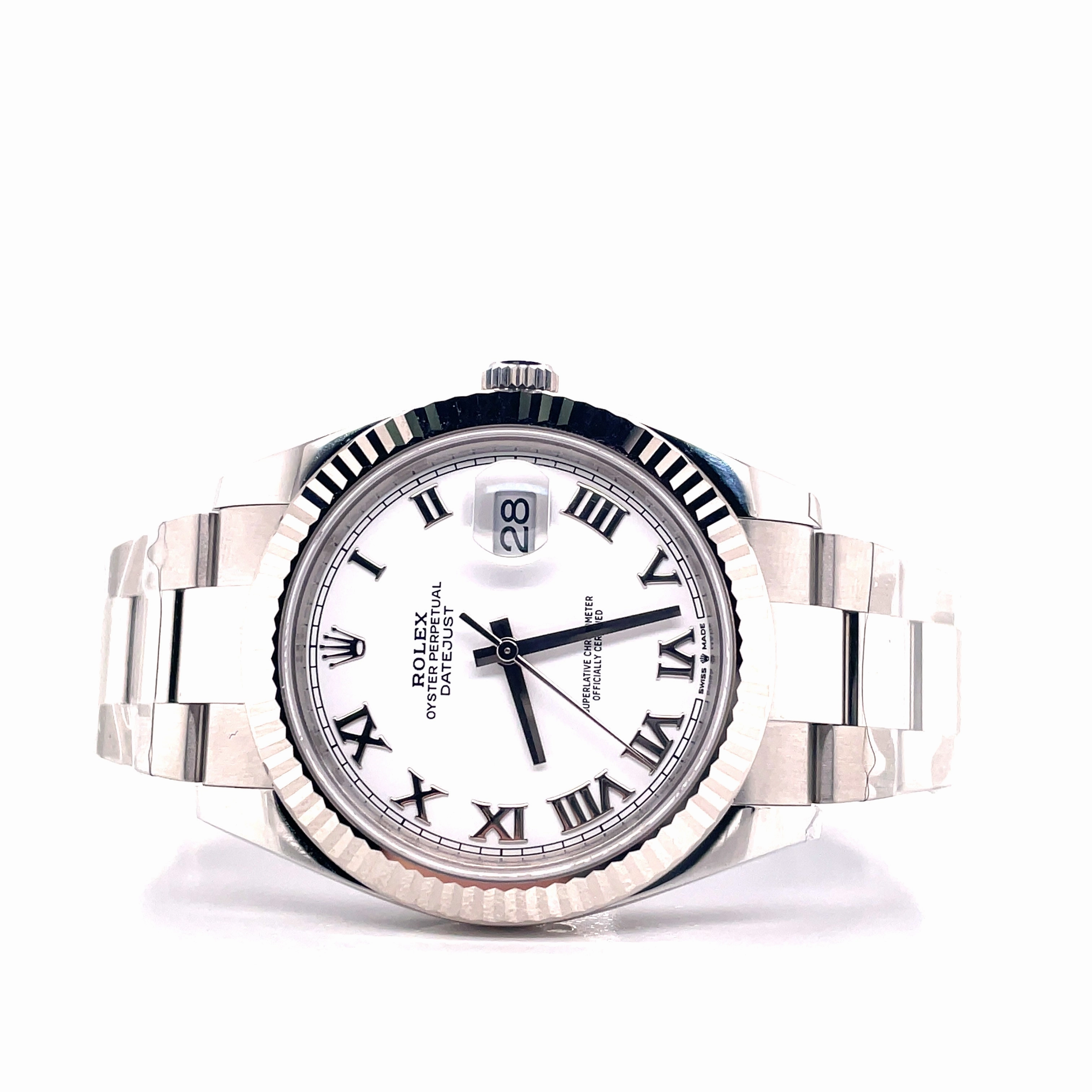 Rolex Datejust 41mm 126334 White Roman Dial White gold Fluted bezel Box and Papers Unworn