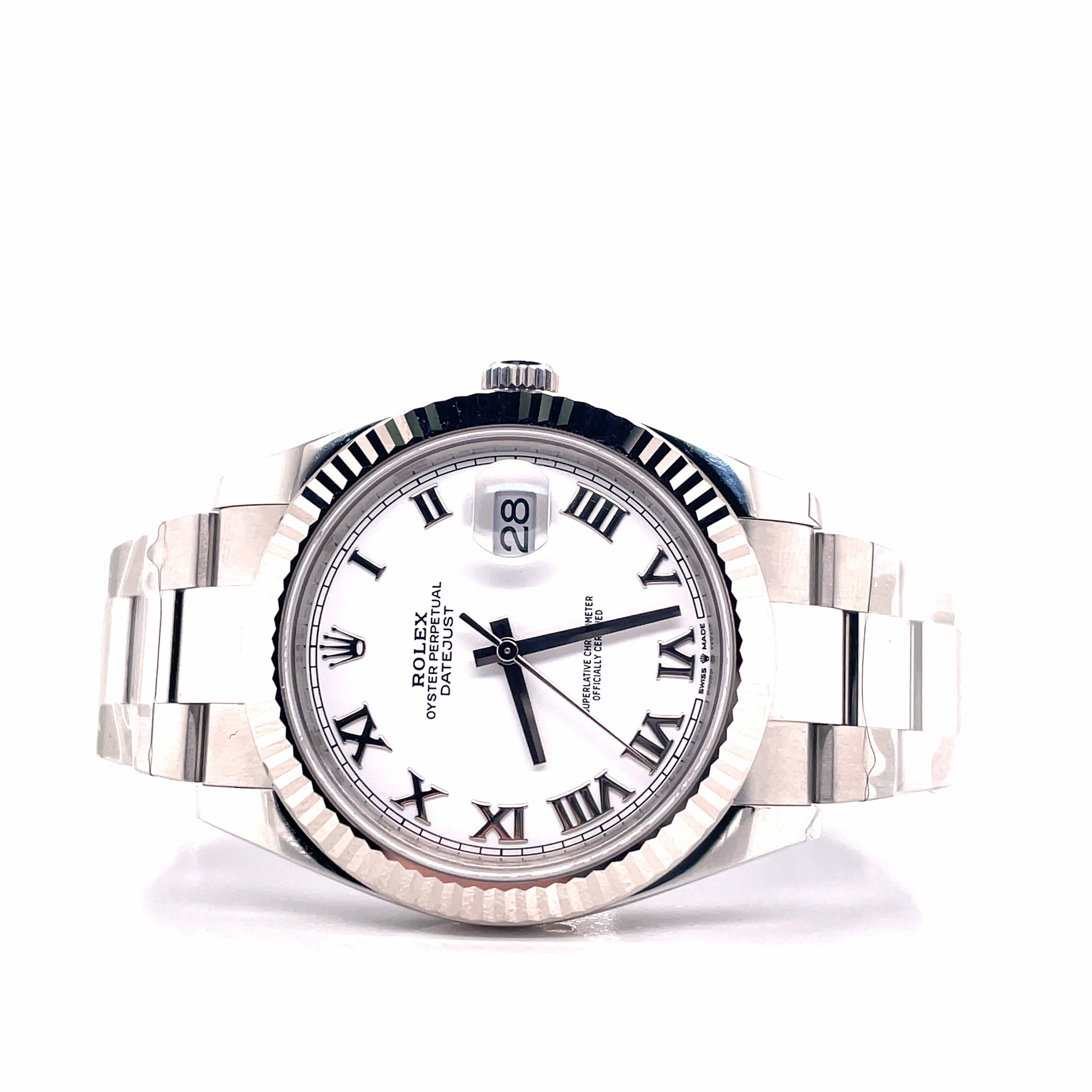 Rolex Datejust 41mm 126334 White Roman Dial White gold Fluted bezel Box and Papers Unworn