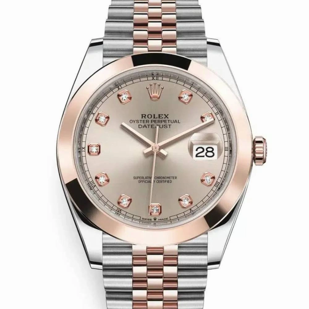 Rolex Datejust 41mm - Ref: 126301-0008 - Sundust Diamond Dial, Two Tone Stainless Steel & 18K Rose Gold Jubilee Bracelet Men's Watch