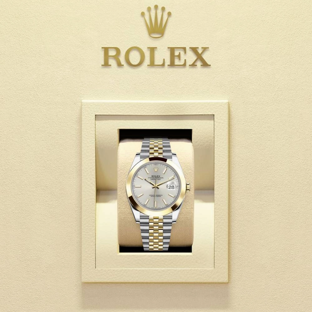 Rolex Datejust 41mm - Ref: 126303-0002 - Silver Stick Dial, Two Tone Stainless Steel & 18K Yellow Gold Jubilee Bracelet Men's Watch