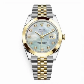 Rolex Datejust 41mm - Ref: 126303-0018 - White Mother of Pearl Diamond Dial, Two Tone Stainless Steel & 18K Yellow Gold Jubilee Bracelet Men's Watch