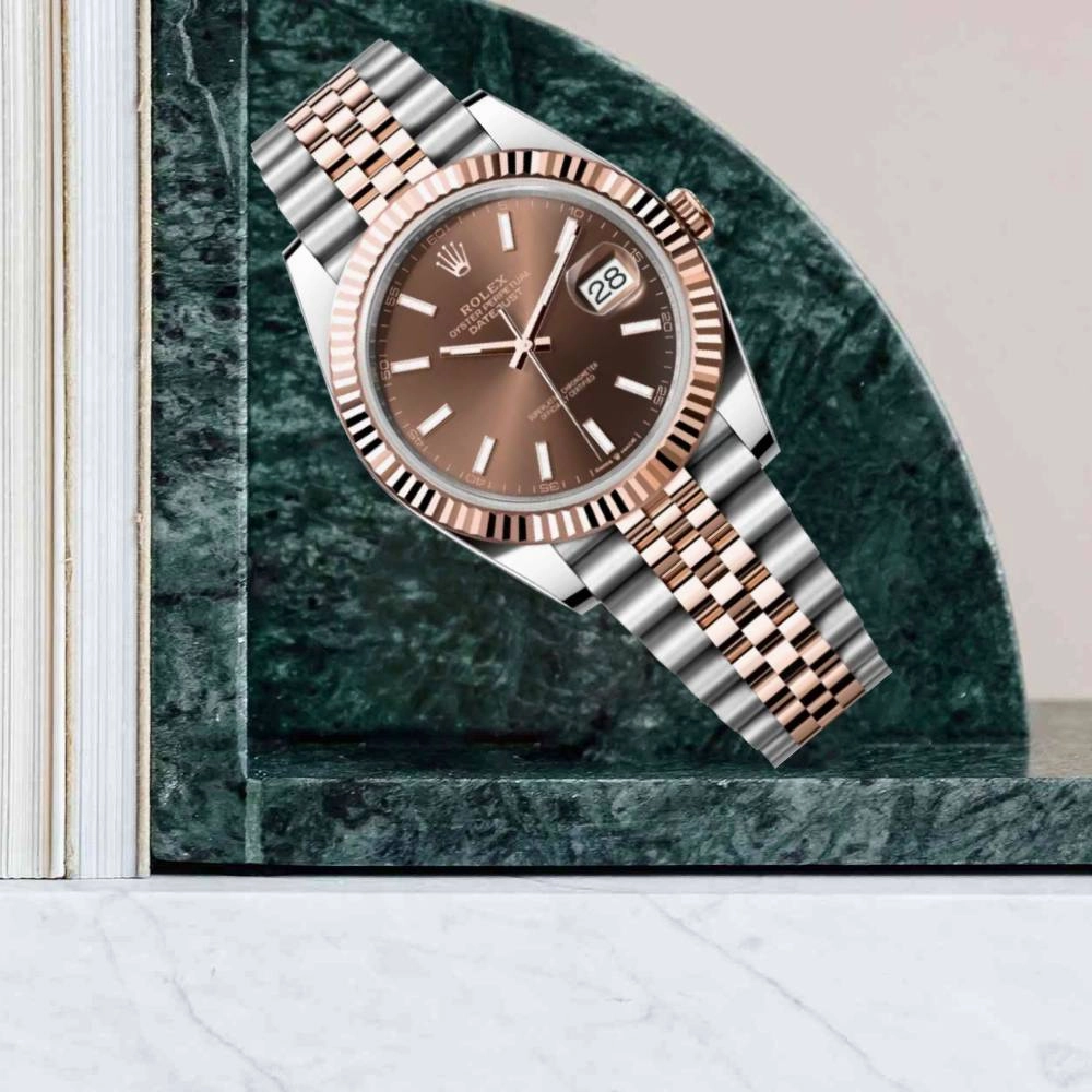 Rolex Datejust 41mm - Ref: 126331-0002 - Chocolate Stick Dial, Two Tone Stainless Steel & 18K Rose Gold Jubilee Bracelet Men's Watch