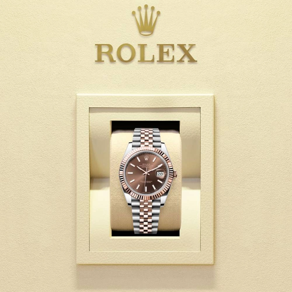 Rolex Datejust 41mm - Ref: 126331-0002 - Chocolate Stick Dial, Two Tone Stainless Steel & 18K Rose Gold Jubilee Bracelet Men's Watch